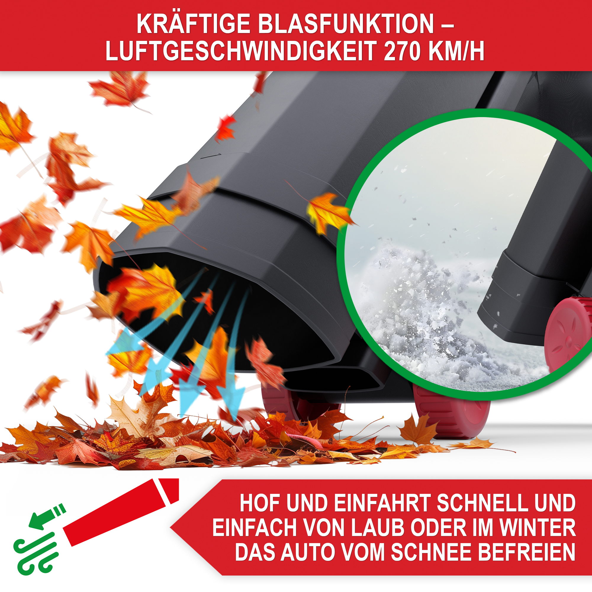Elektro Laubsauger & Laubbläser LV3245 - Hof und Einfahrt schnell und einfach von Laub oder im Winter das Auto vom Schnee befreien