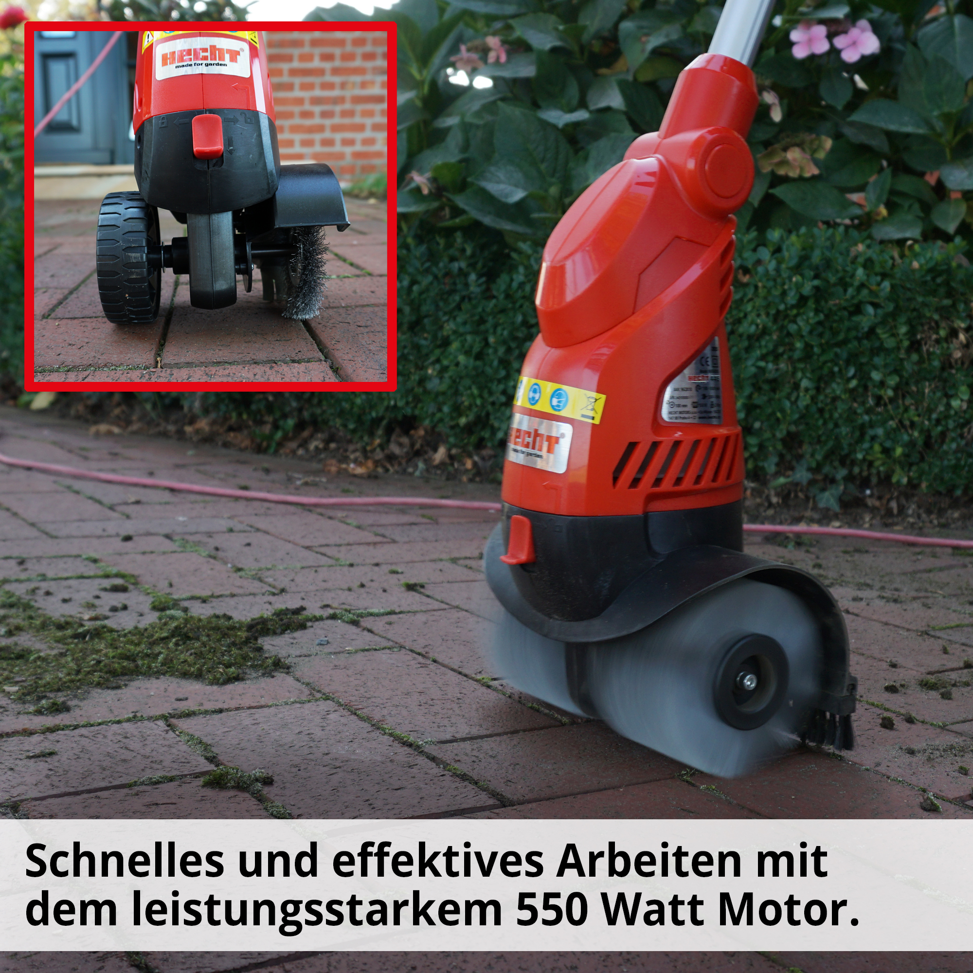 HECHT 445 Unkrautbürste; Schnelles und effektives Arbeiten mit dem leistungsstarkem 550 Watt Motor