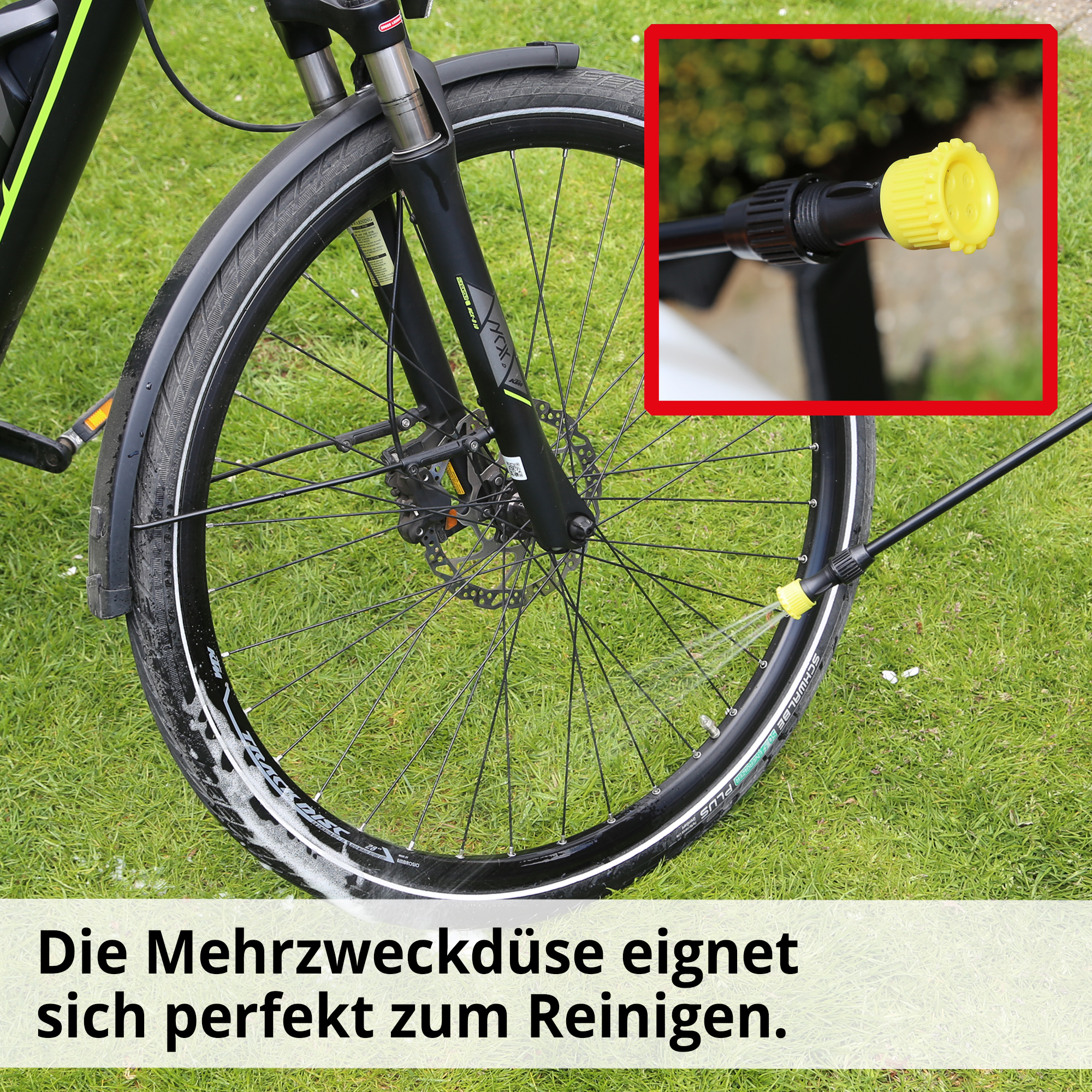 Akku Rückenspritze; Die Mehrzweckdüse eignet sich perfekt zum Reinigen