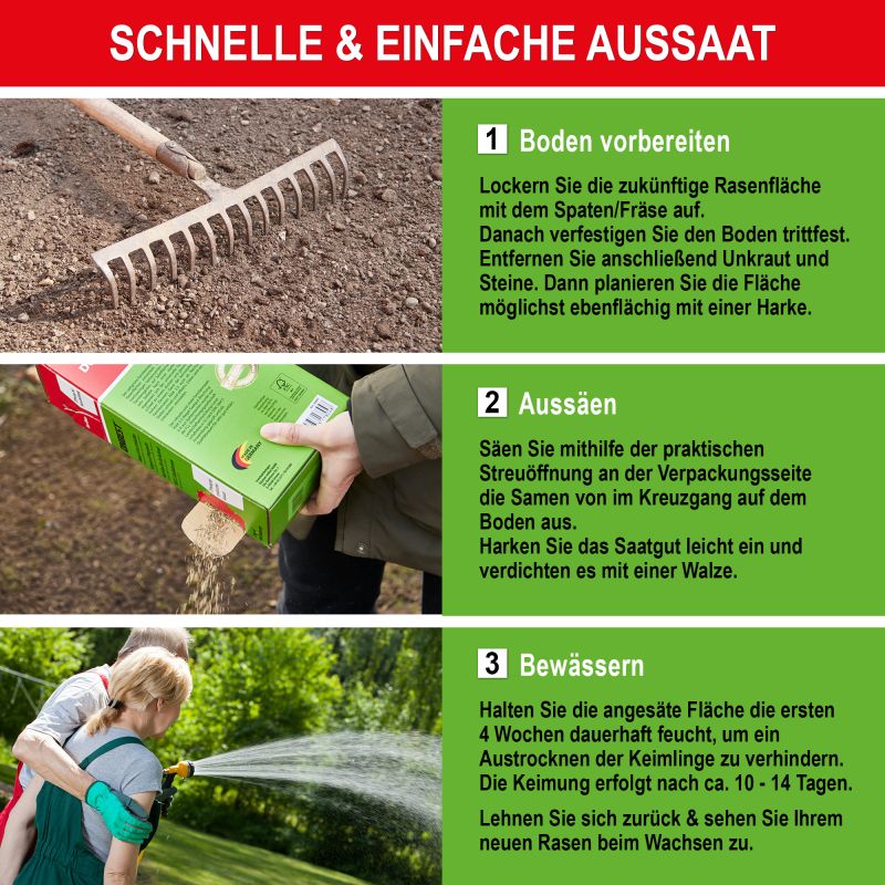 Rasensamen ONBEST – Schritt-für-Schritt-Anleitung zur einfachen Aussaat und Bewässerung