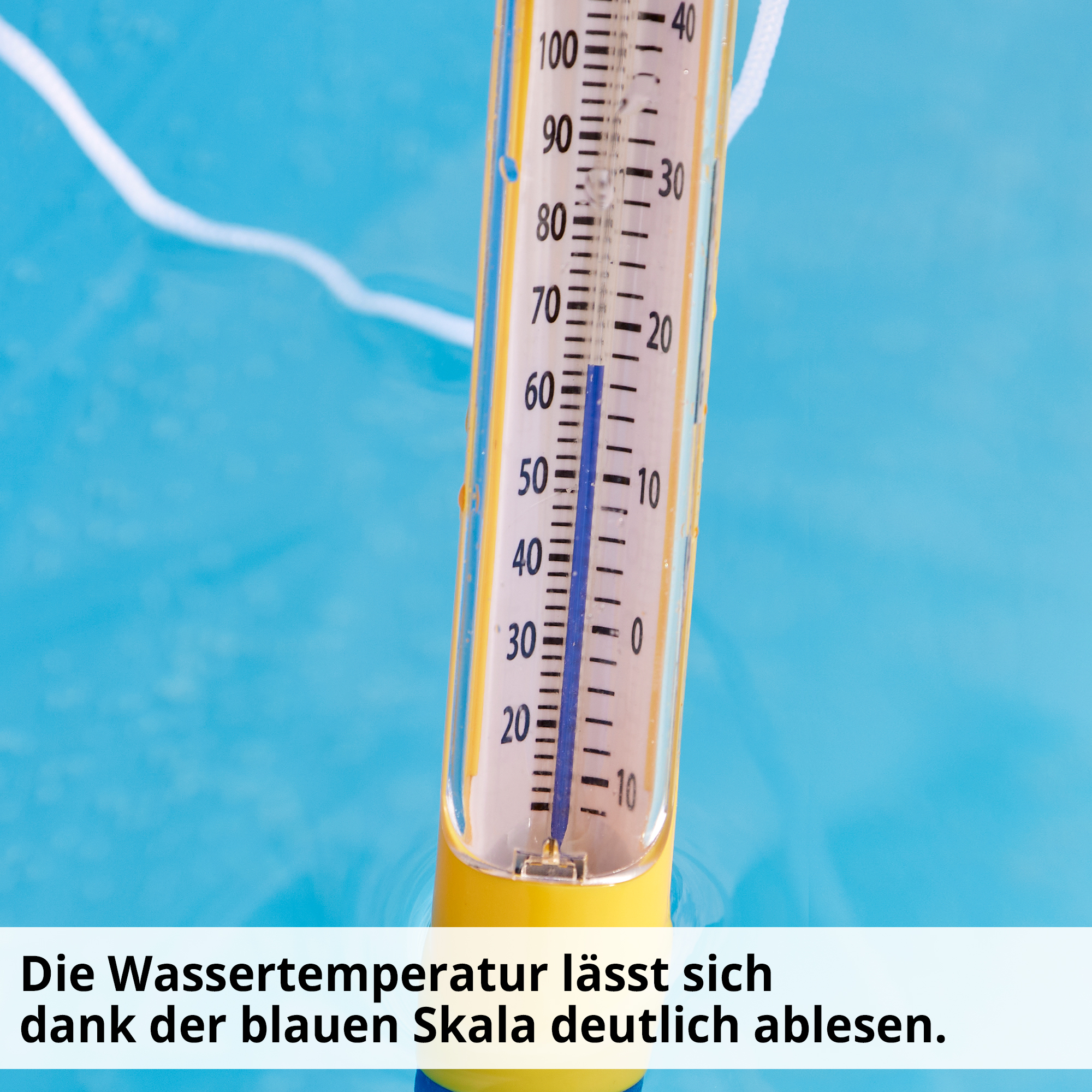 Hecht 060512 Wasser Thermometer Ente; Die Wassertemperatur lässt sich dank der blauen Skala deutlich ablesen