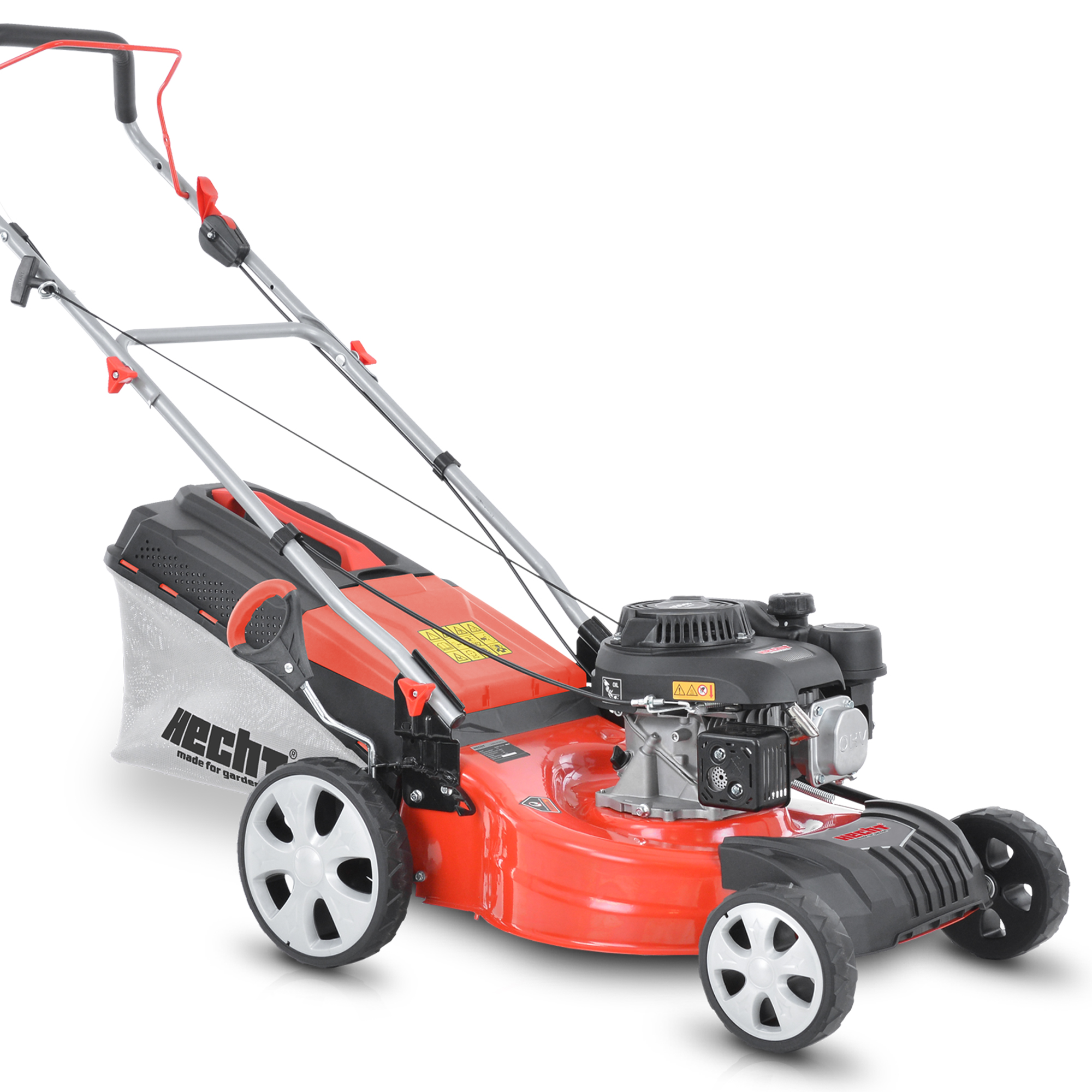 Hecht Benzin-Rasenmäher mit 46 cm Schnittbreite und 65 Liter Grasfangkorb  Hecht Benzin-Rasenmäher mit 46 cm Schnittbreite und 65 Liter Grasfangkorb