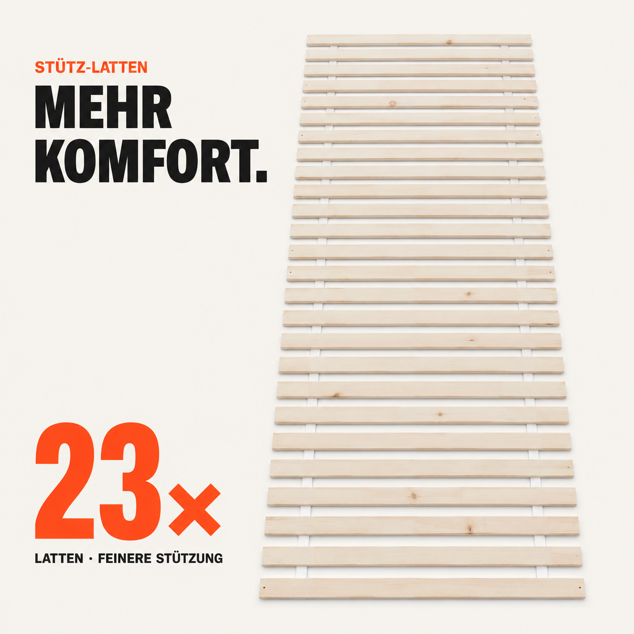Lattenrost 80x200 mit 23 Stütz-Latten für maximalen Komfort (Dieses Bild wurde mit Hilfe von KI generiert.)