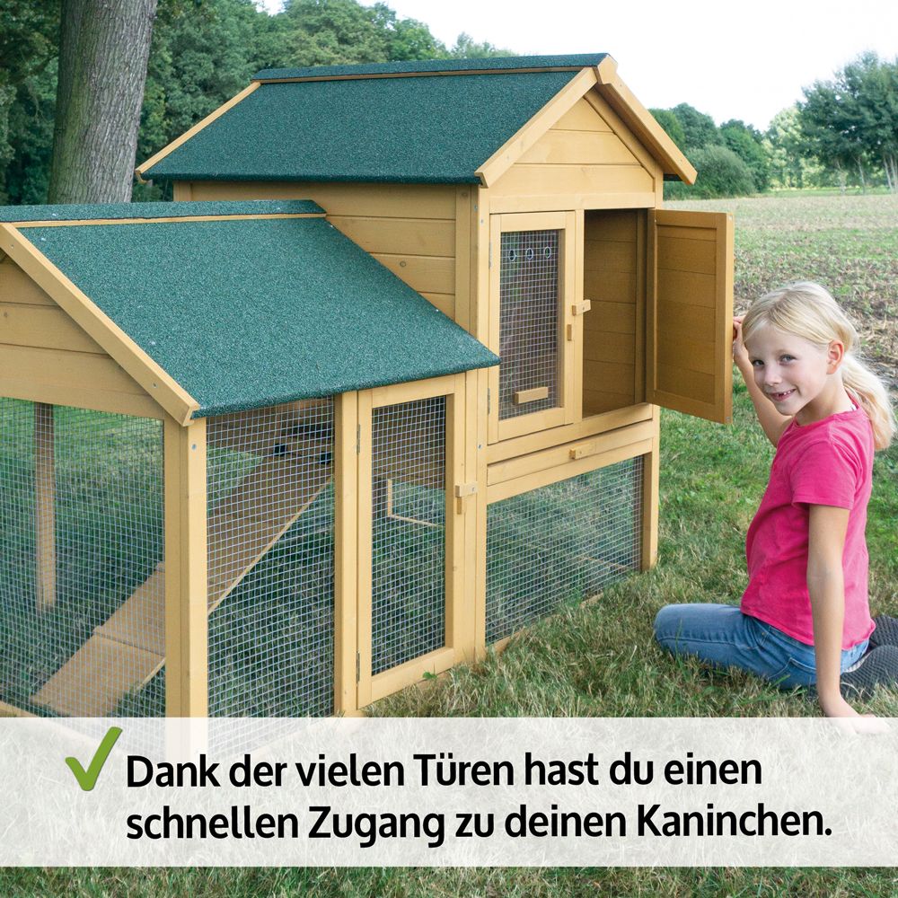 zooprinz Hasenstall Hasenfarm praktische Türen ermöglichen schnellen Zugang zu den Kaninchen 