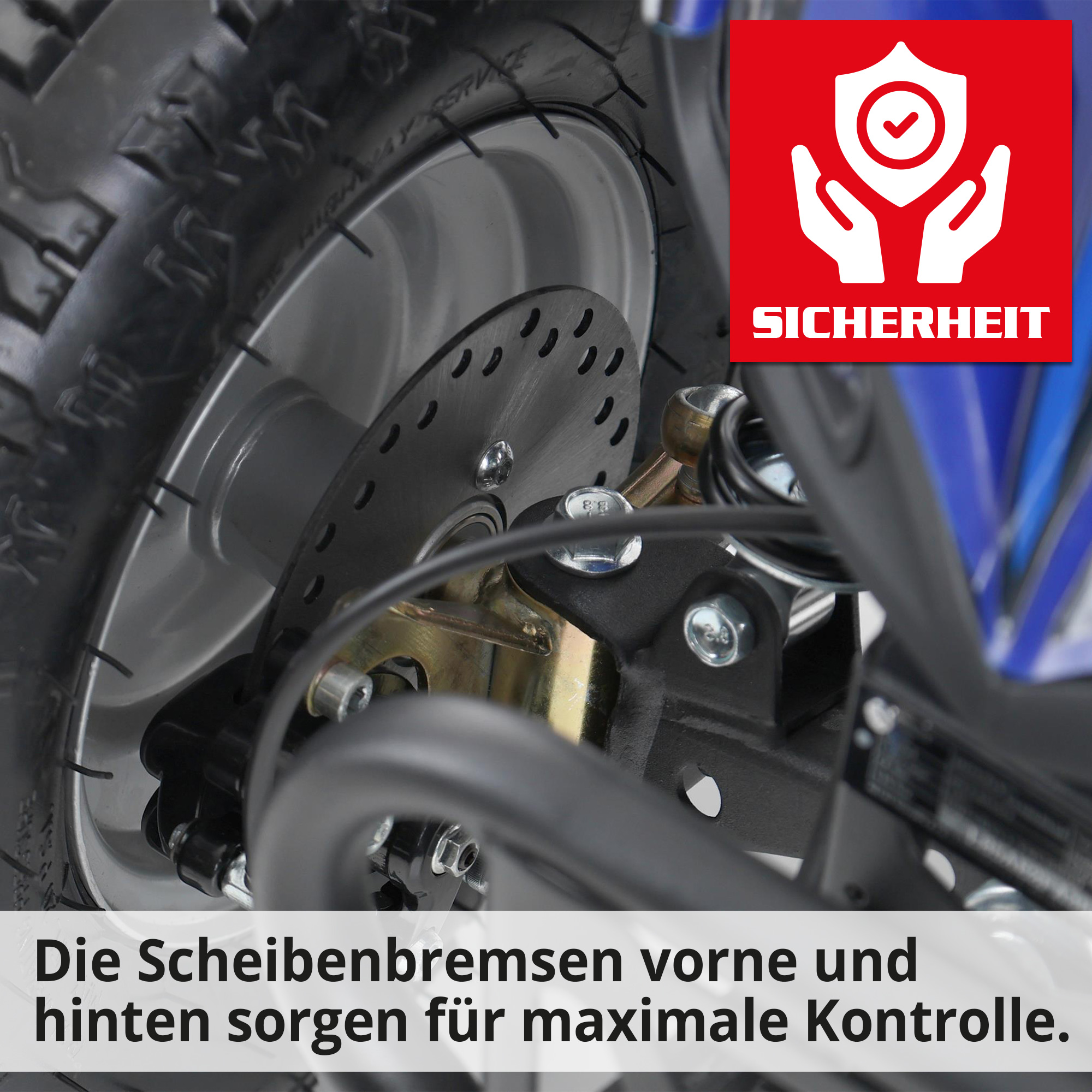 Hecht 54100 Blau QUAD - Quad mit Straßenzulassung mit Bremsscheiben vorne und hinten für maximale Sicherheit