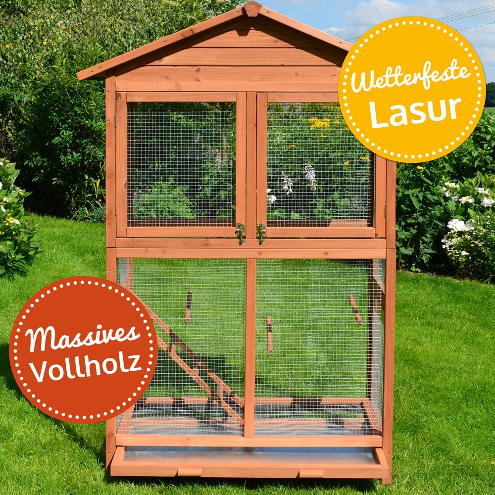 zooprinz Vogelvoliere Modell XL Wetterfeste Lasur und robustes Vollholz zooprinz Vogelvoliere Modell XL Wetterfeste Lasur und robustes Vollholz
