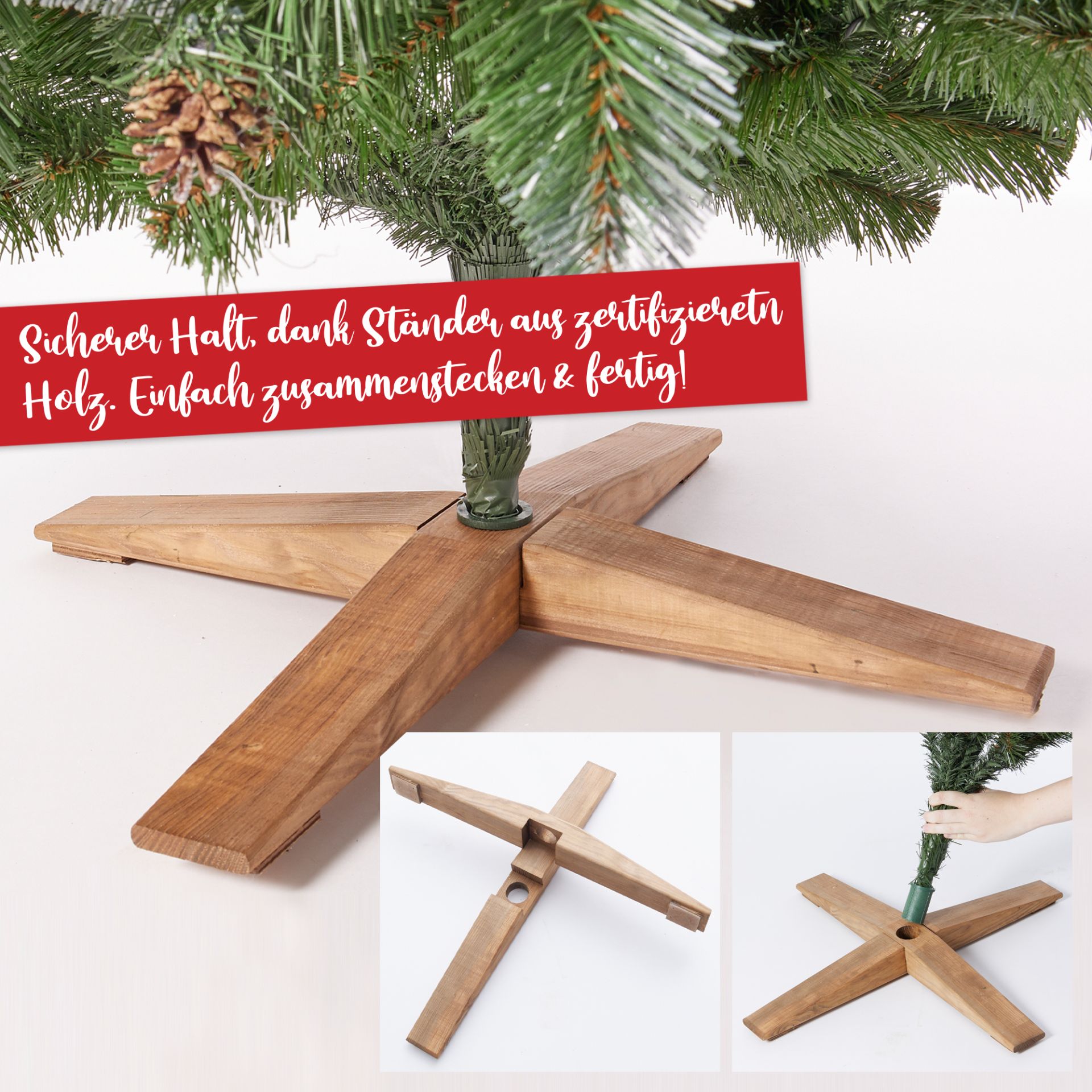 Weihnachtsbaum Winterland; Ständer aus zertifiziertem Holz