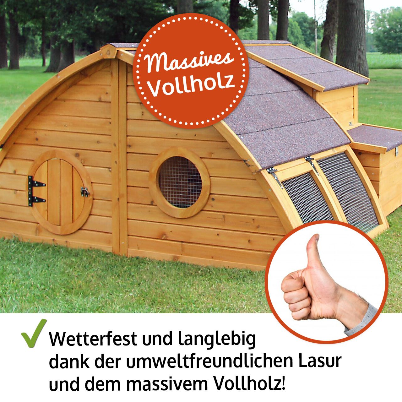 zooprinz Hühnervoliere Schweden wetterfest und langlebig durch massives Vollholz und umweltfreundlicher Lasur