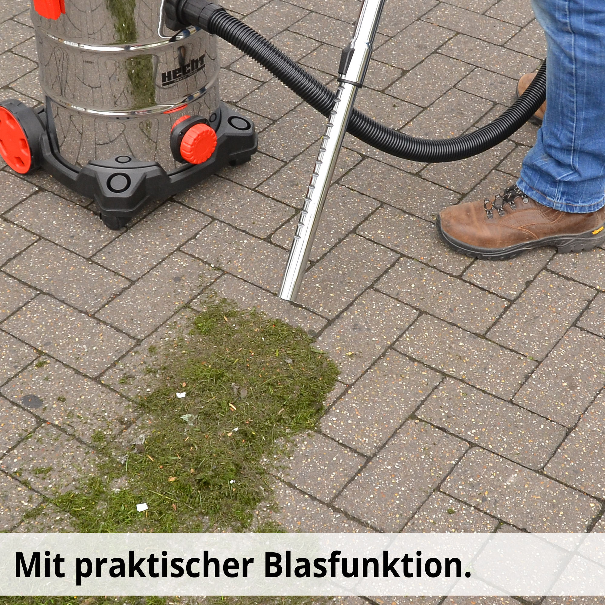 Industriesauger mit Blasfunktion zum schnellen Entfernen von Laub oder grobem Dreck Industriesauger mit Blasfunktion zum schnellen Entfernen von Laub oder grobem Dreck