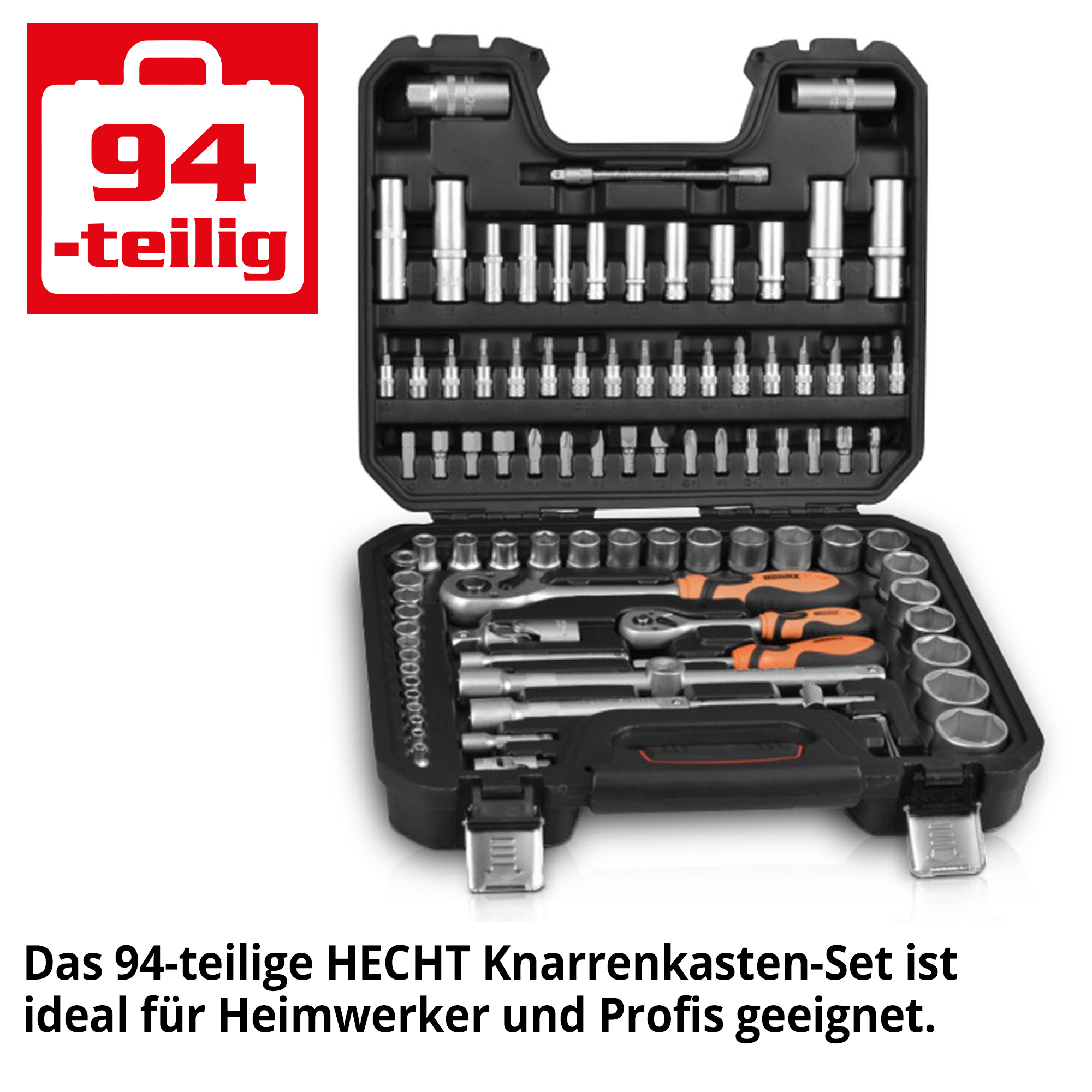 HECHT Knarrenkasten-Set »94-teilig« Knarrenkasten für Montagen und Reperaturen