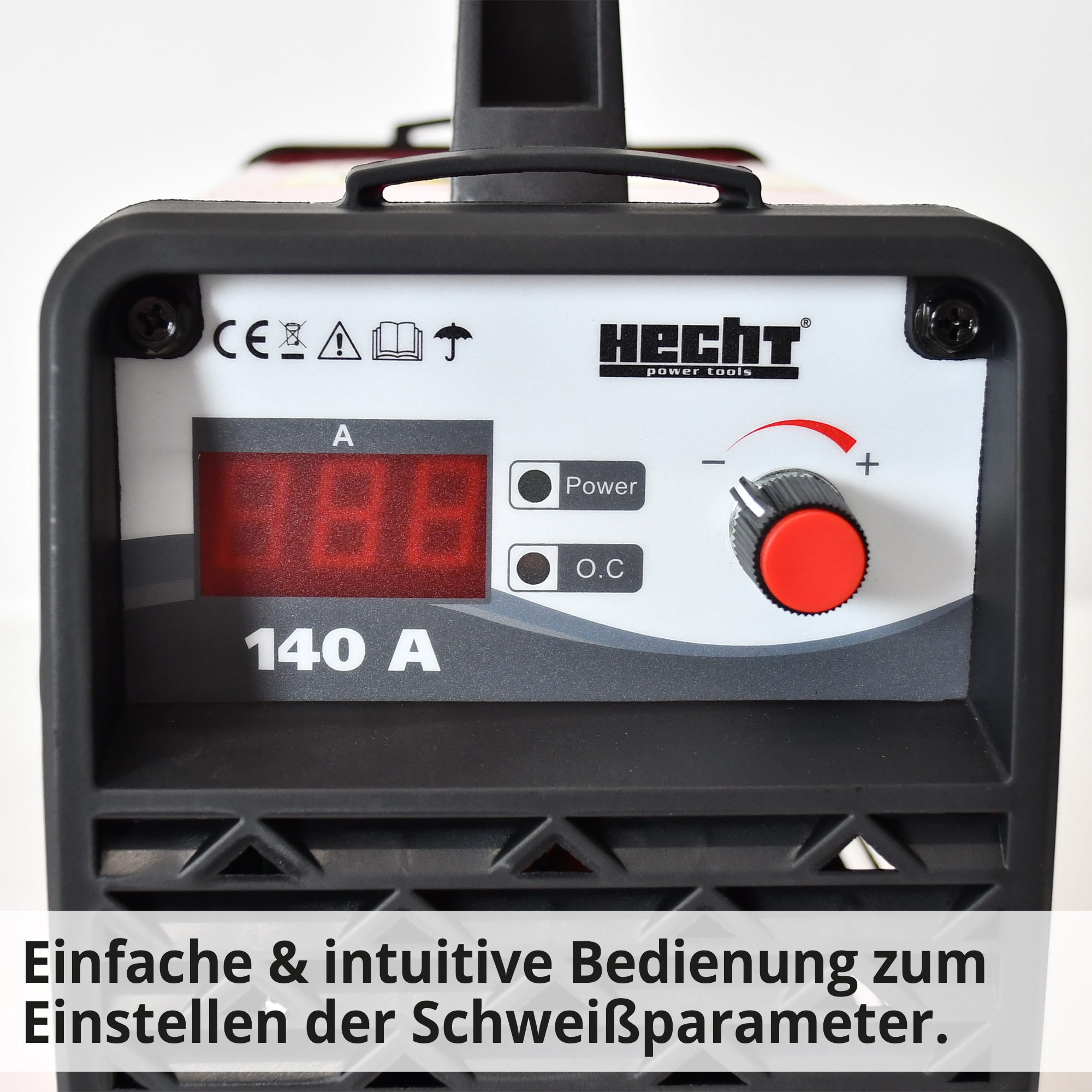 HECHT 1824 MMA Inverter Schweißgerät; Einfache und intuitive Bedienung zum Einstellen der Schweißparameter