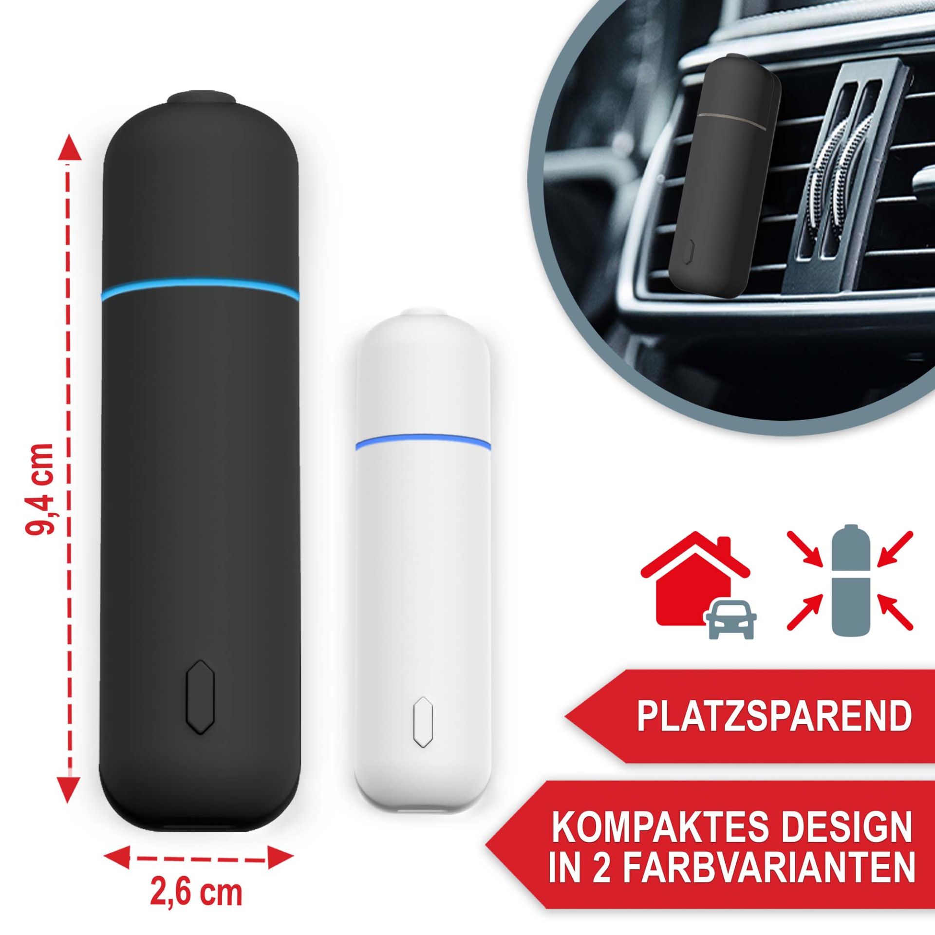 Aromadiffuser schwarz - platzsparend, kompaktes Design in 2 Farbvarianten