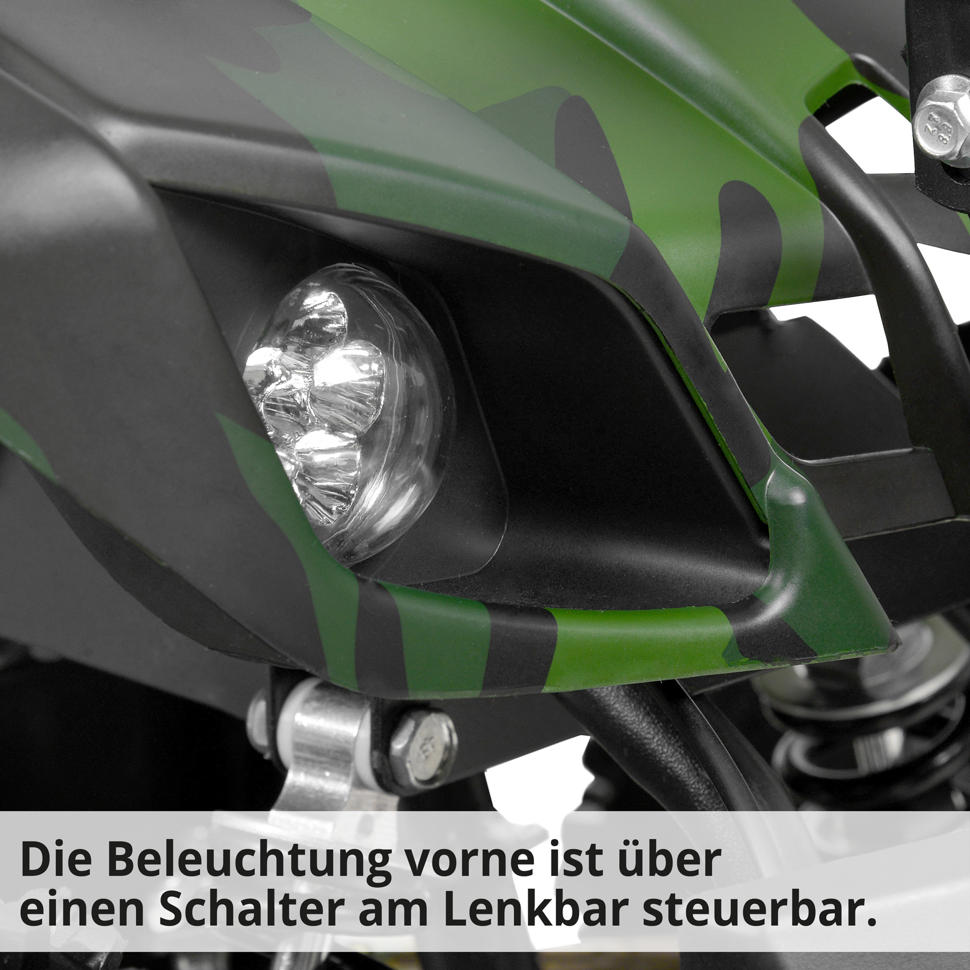 Quad; Beleuchtung ist über einen Schalter am Lenker steuerbar