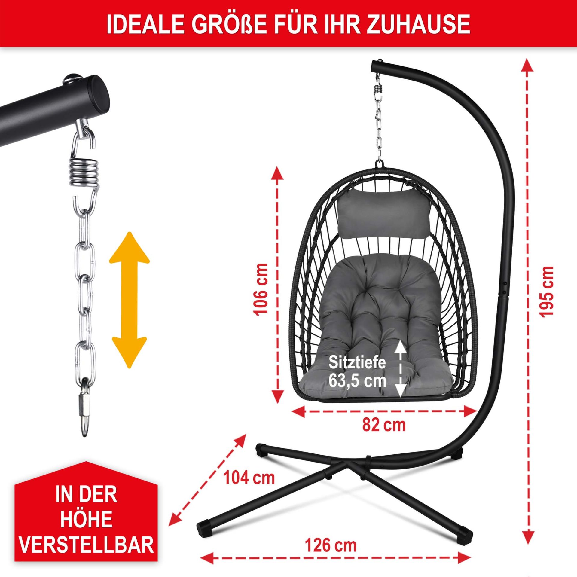 Hängesessel grau - Ideale Größe für ihr Zuhause, in der Höhe verstellbar