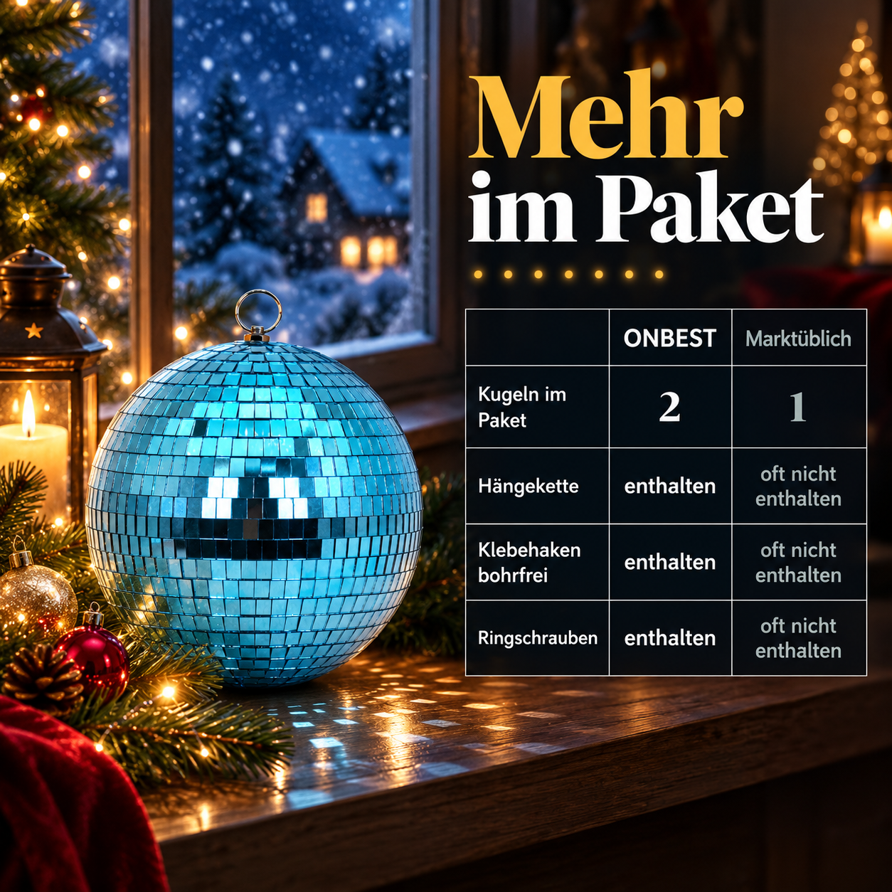 ONBEST Spiegelkugel Set im Vergleich: Mehr Zubehör als marktüblich (Dieses Bild wurde mit Hilfe von KI generiert.)