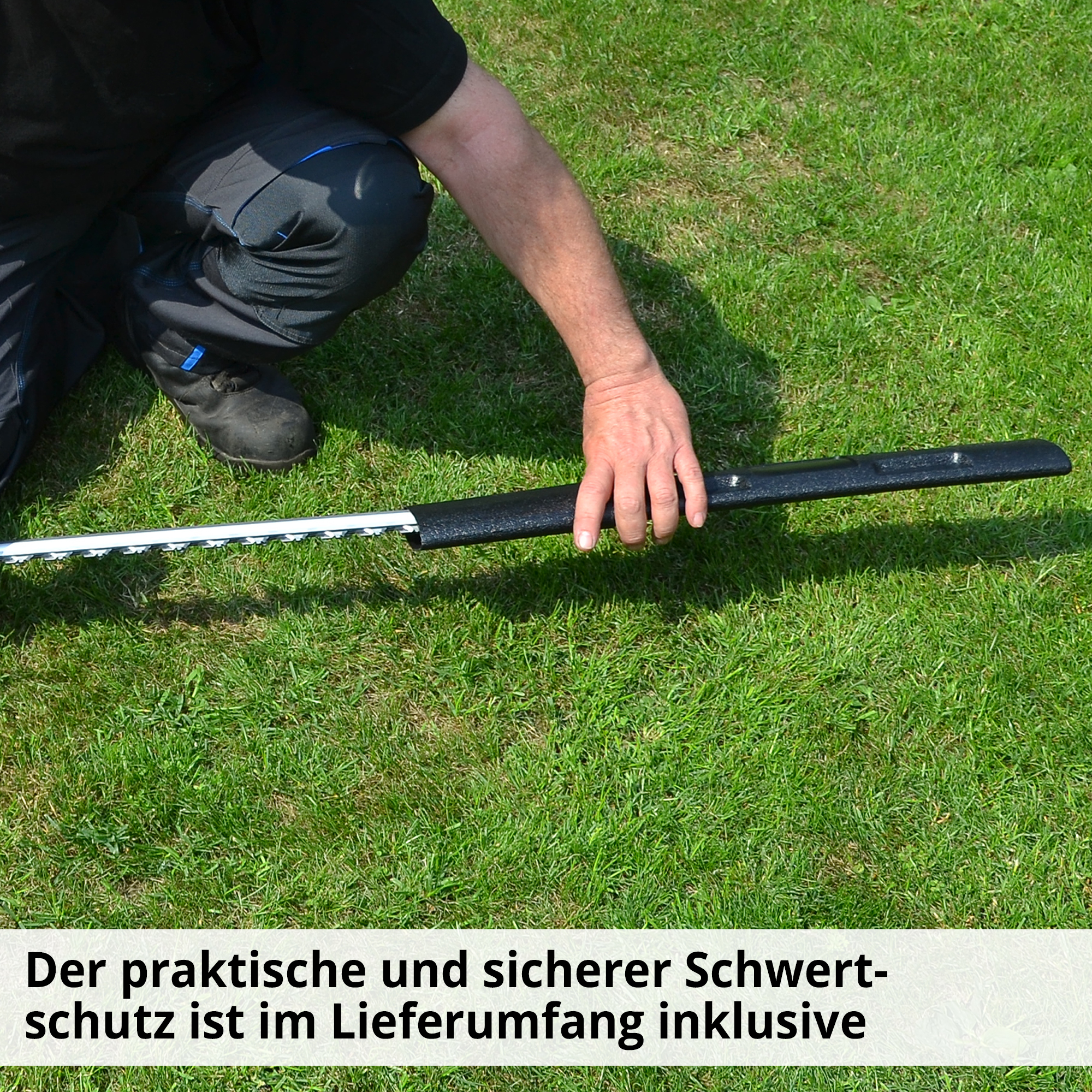 Elektro-Gartenschere mit Schwertschutz für robustes Schwertmesser 