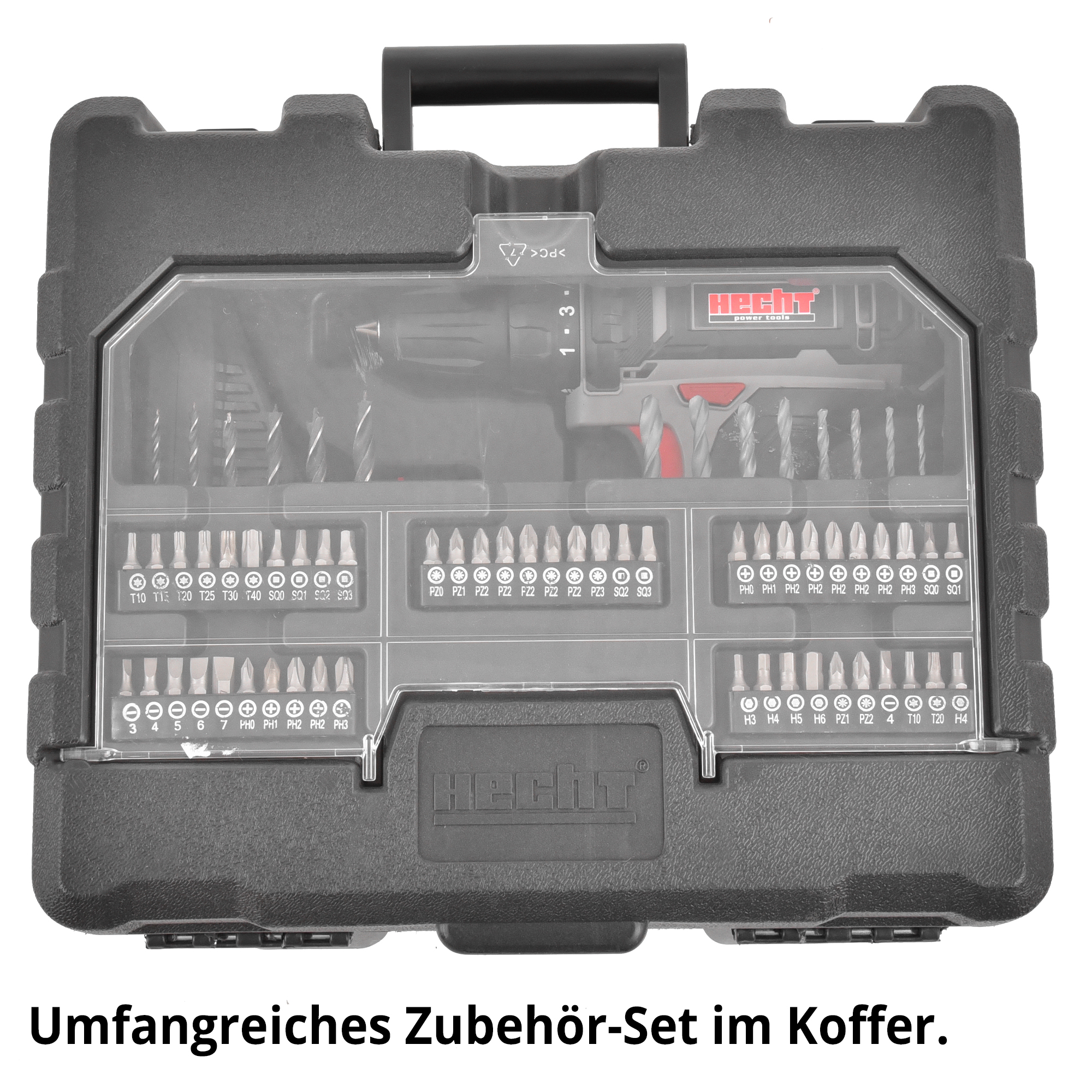 HECHT 1248 Akkuschrauber; Mit umfangreichem Zubehörset im Koffer