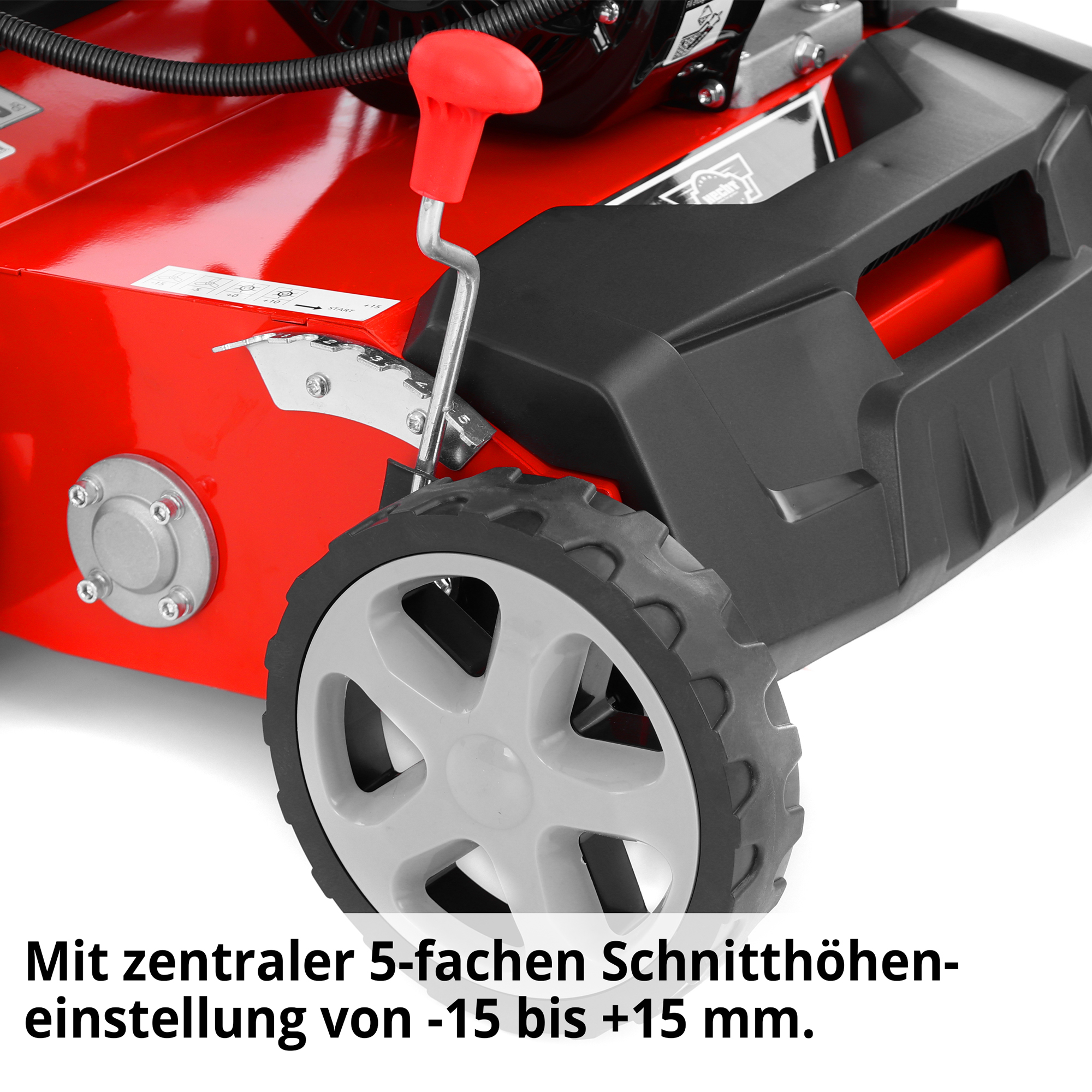 Hecht Benzin Vertikutierer mit zentraler 5-fachen Schnitthöheneinstellung