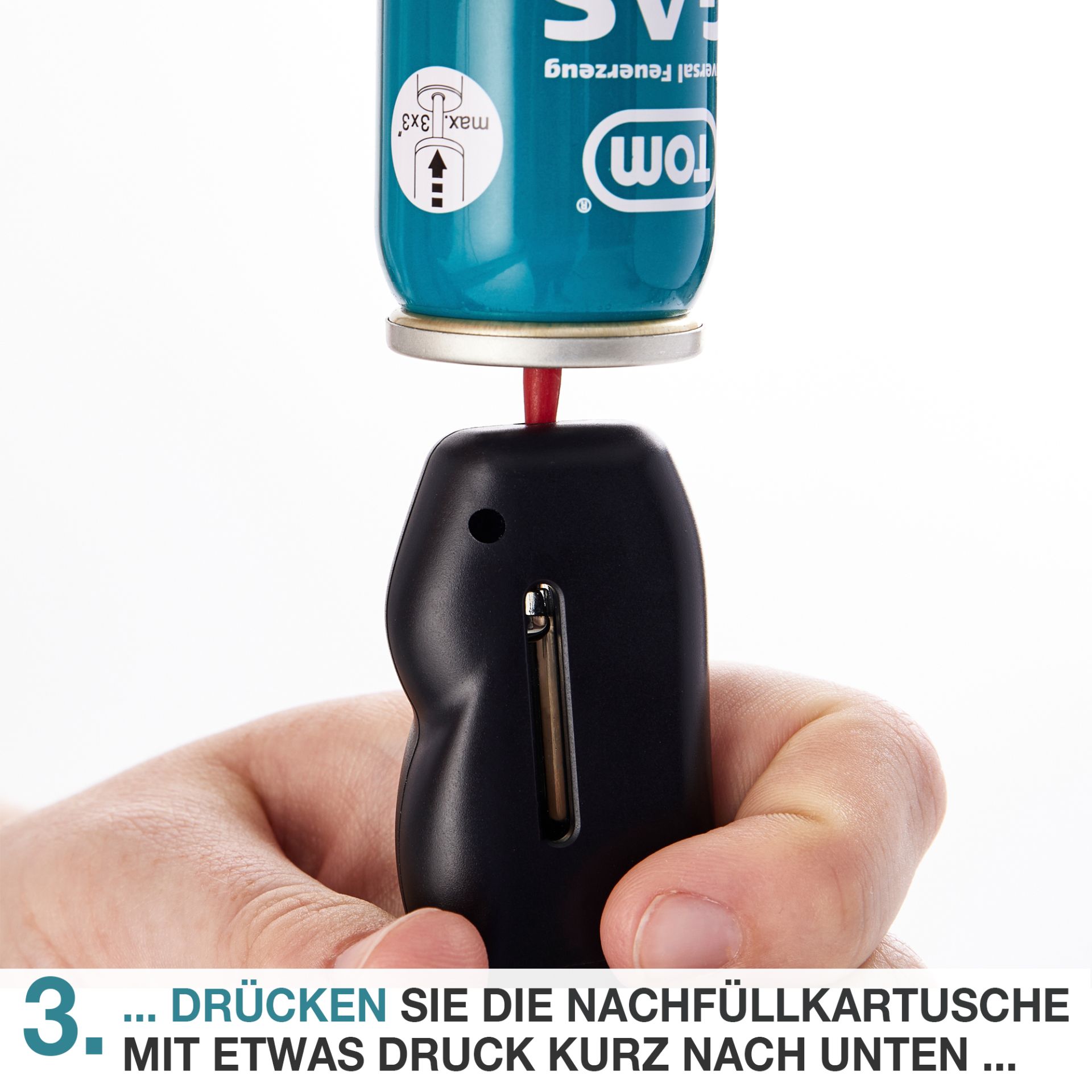 TOM LG-100 Feuerzeug Gas; durch drücken nachfüllen