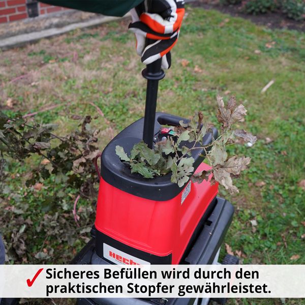 HECHT Elektro Gartenhäcksler 6280 XL Praktischer und intuitiver Stopfer