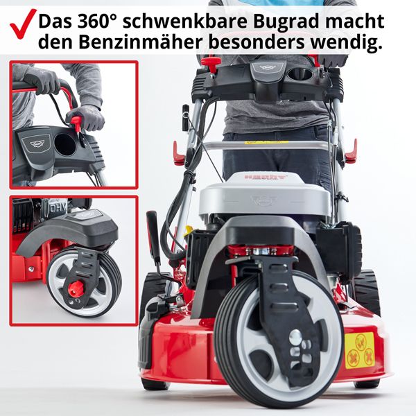 HECHT 3-Rad Benzin Rasenmäher »5483 SWE« Benzin Rasenmähermit schwenkbarem Bugrad