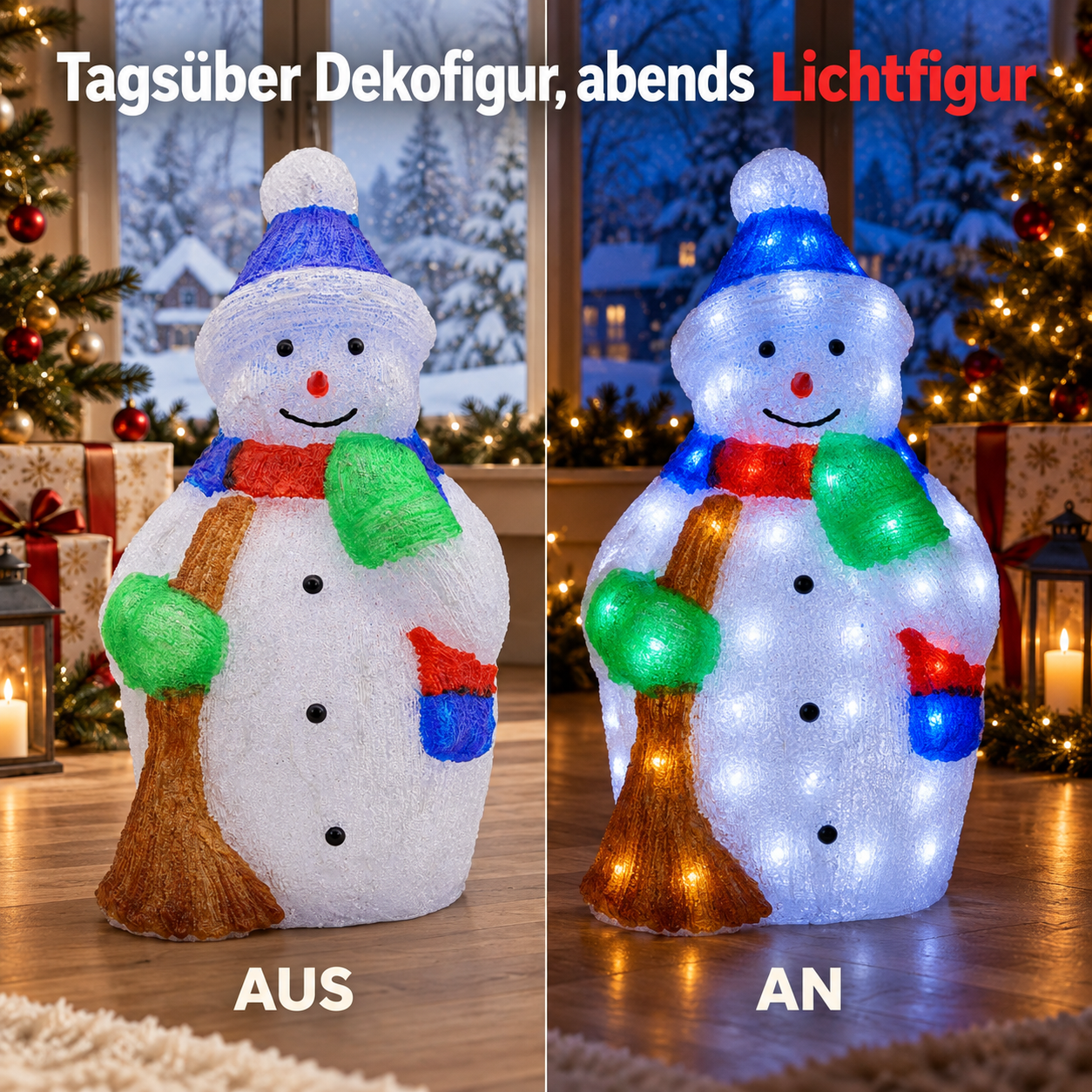 ONBEST Deko-Schneemann: Tagsüber bunt, abends hell erleuchtet (Dieses Bild wurde mit Hilfe von KI generiert.)