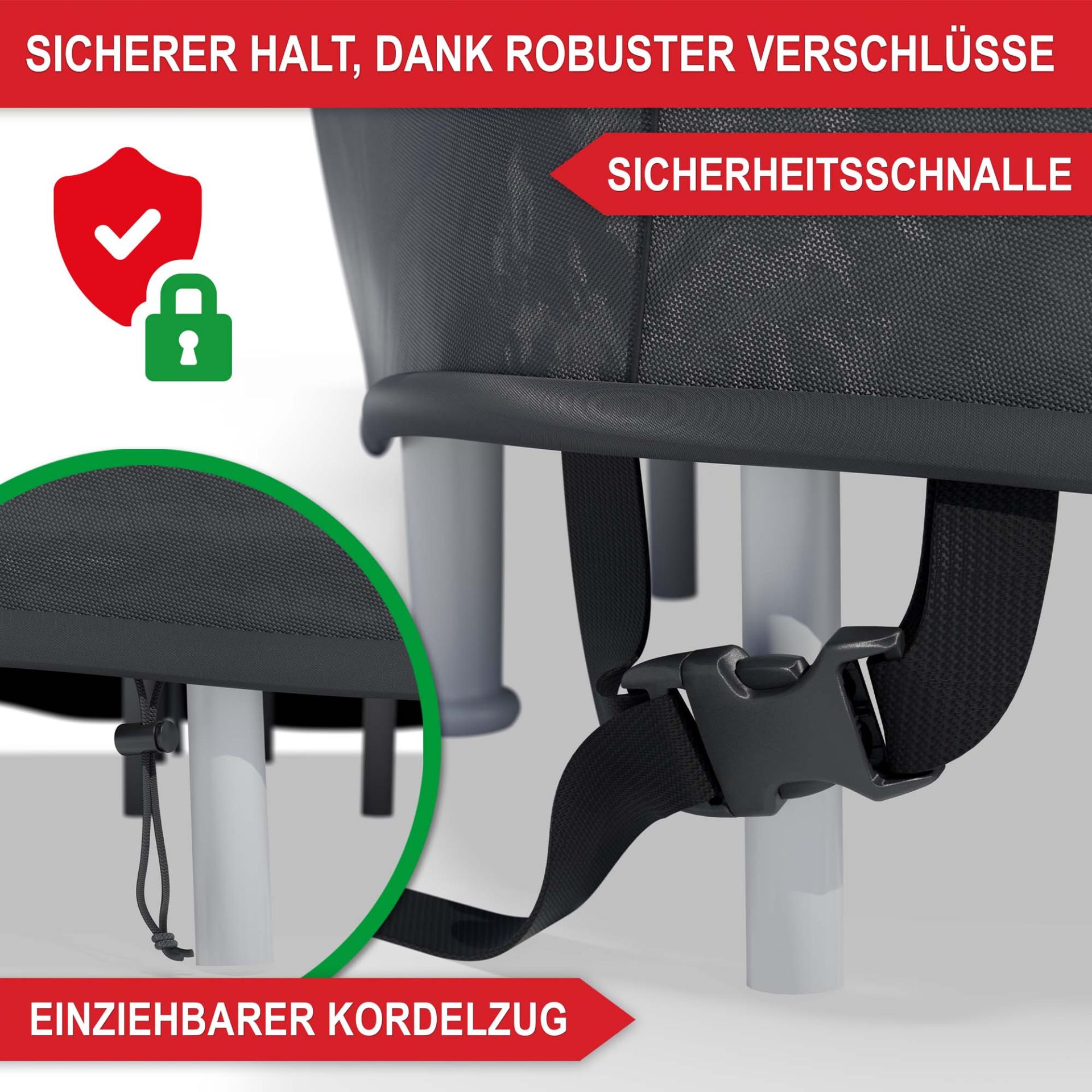 Möbelabdeckhaube XXL - Sicherer halt, dank robuster Verschlüsse, Sicherheitsschnalle, einziehbarer Kordelzug