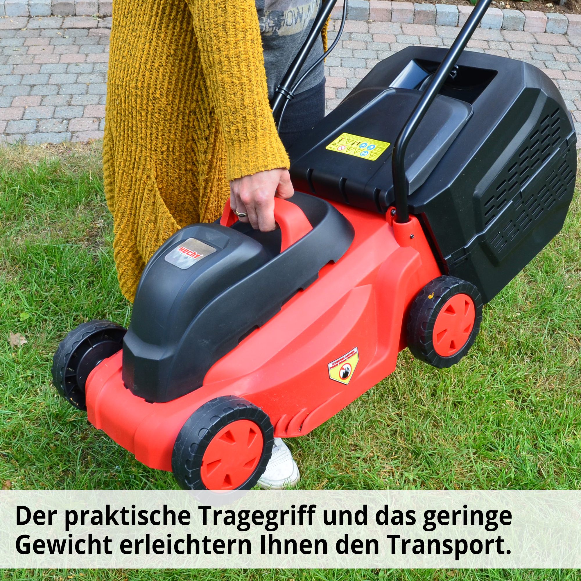 Elektro-Rasenmäher mit Tragegriff für leichten Transport 