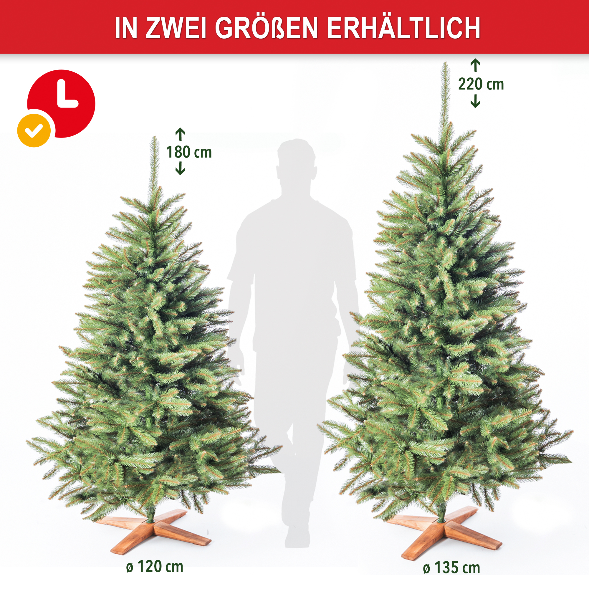 In zwei Größen erhältlich, mittelgroß und groß - Weihnachtsbaum Classic 220 cm