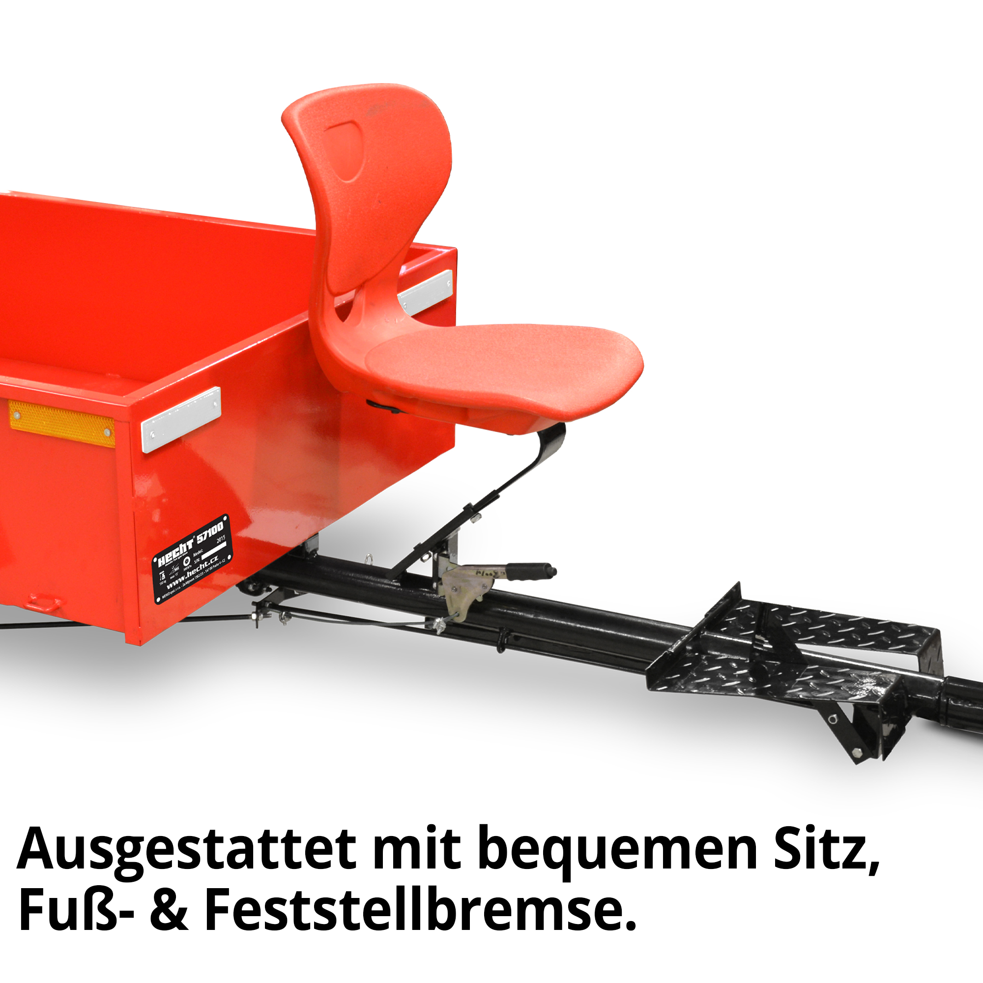 Sitz mit Bremse Fußbremse Feststellbremse Anhänger HECHT 57100 Detail