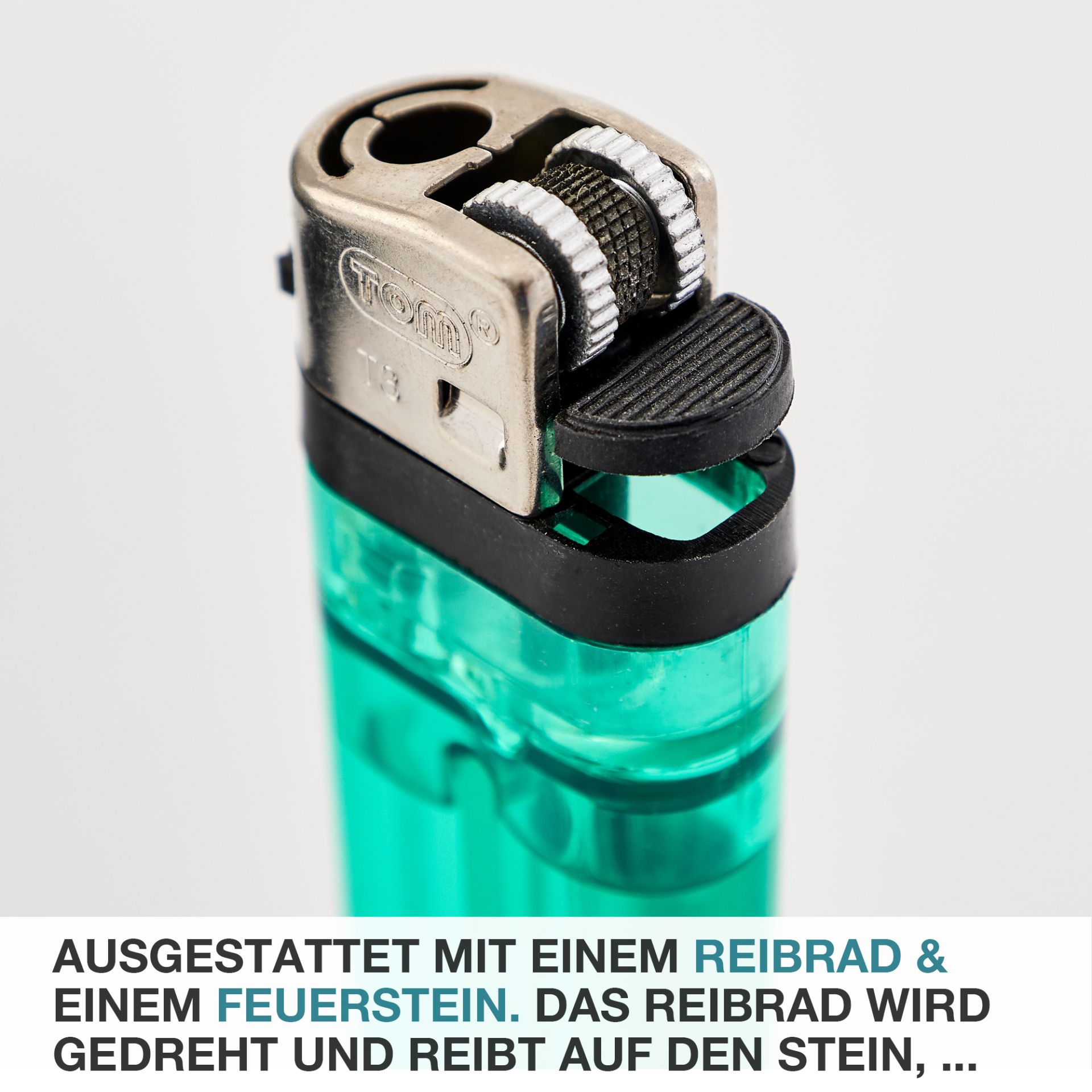 TOM Reibrad Feuerzeug mit Reibrad und Feuerstein als Zünder