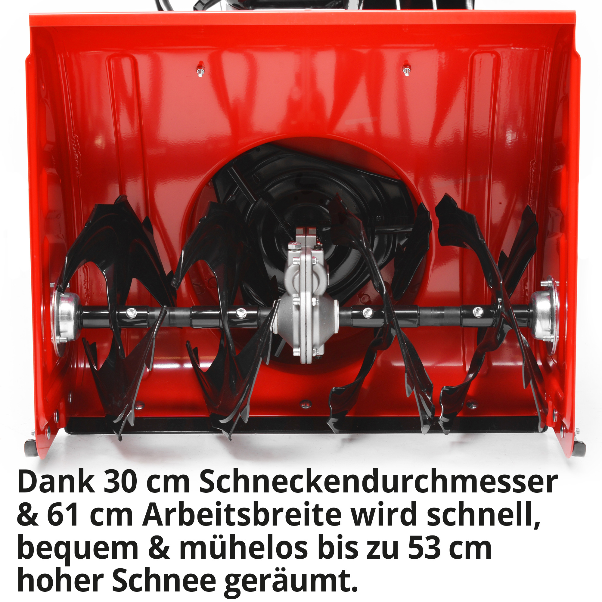 Hecht 9661 Benzin Schneefräse; Dank großem Schneckendurchmesser und großer Arbeitsbreite wird schnell, bequem und mühelos hoher Schnee geräumt