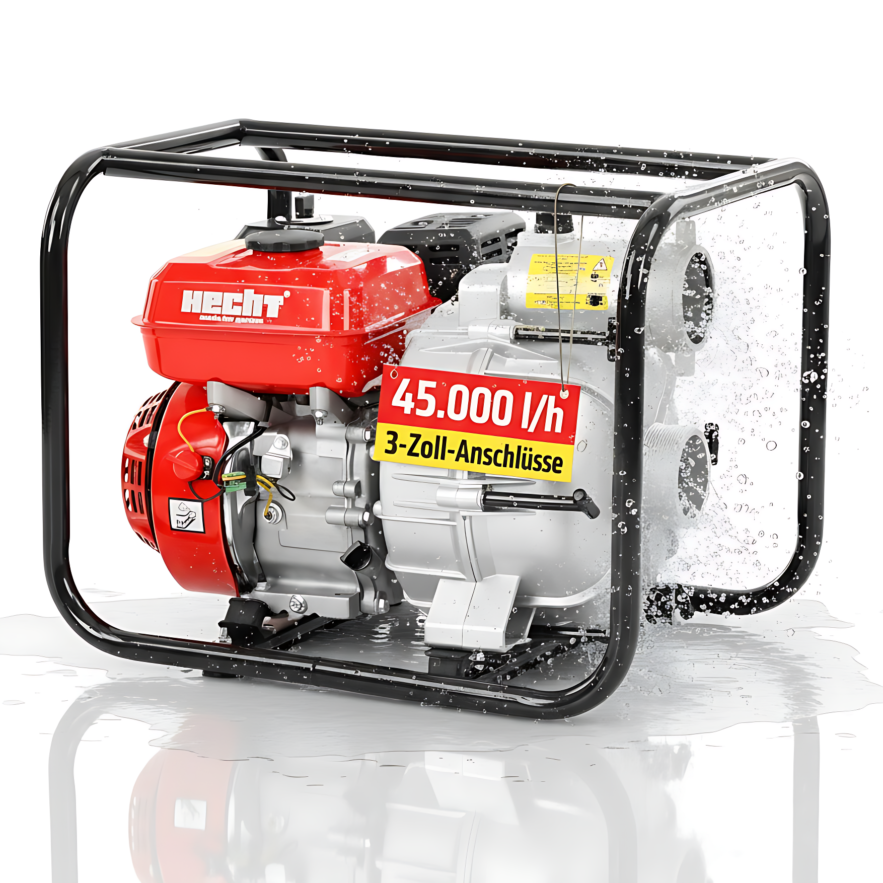 Benzin Wasserpumpe HECHT 3681 mobil und leistungsstark für Bau und Garten
