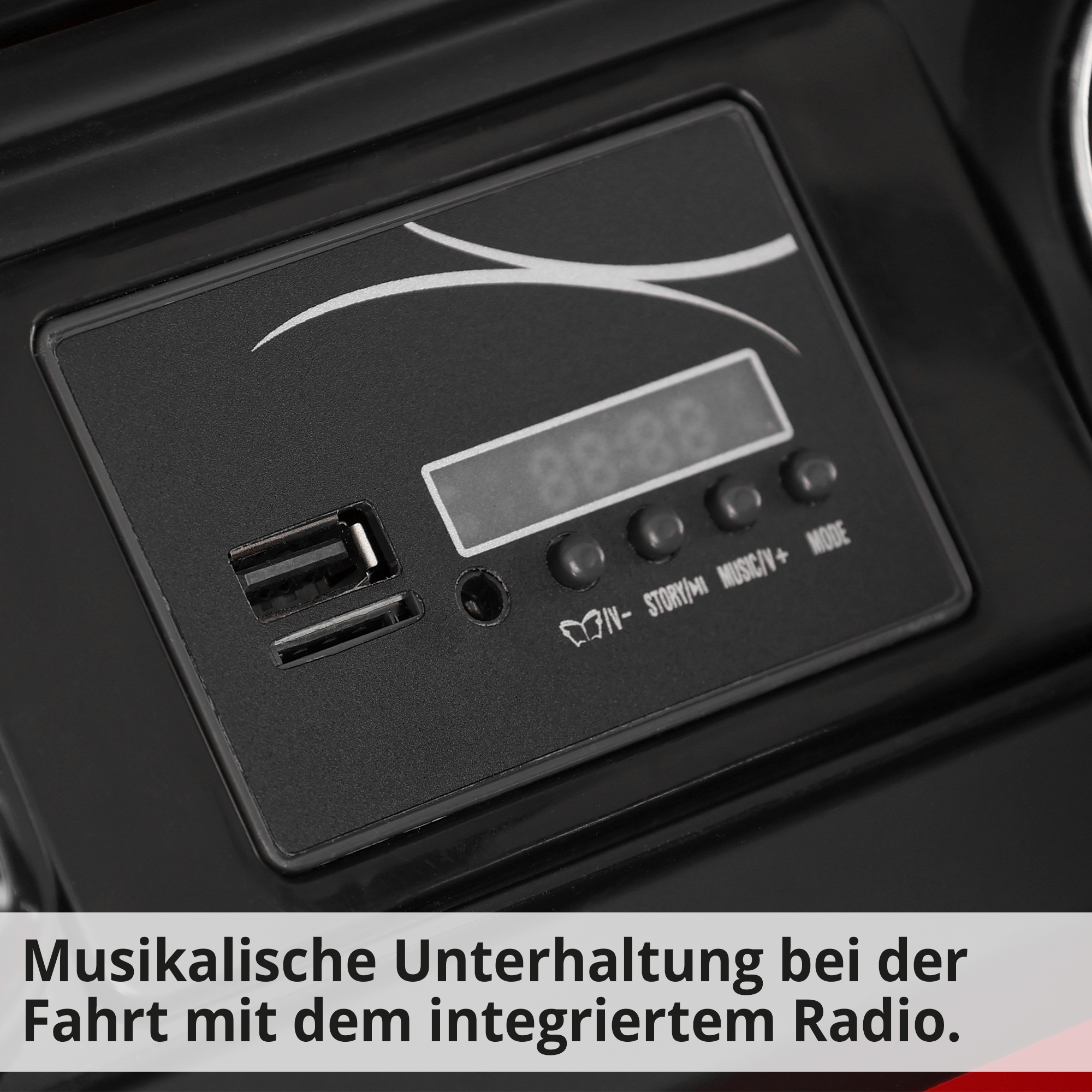 HECHT Kinder Elektroauto Jeep Wrangler Rubicon Red – musikalische Unterhaltung bei der Fahrt mit dem integriertem Radio