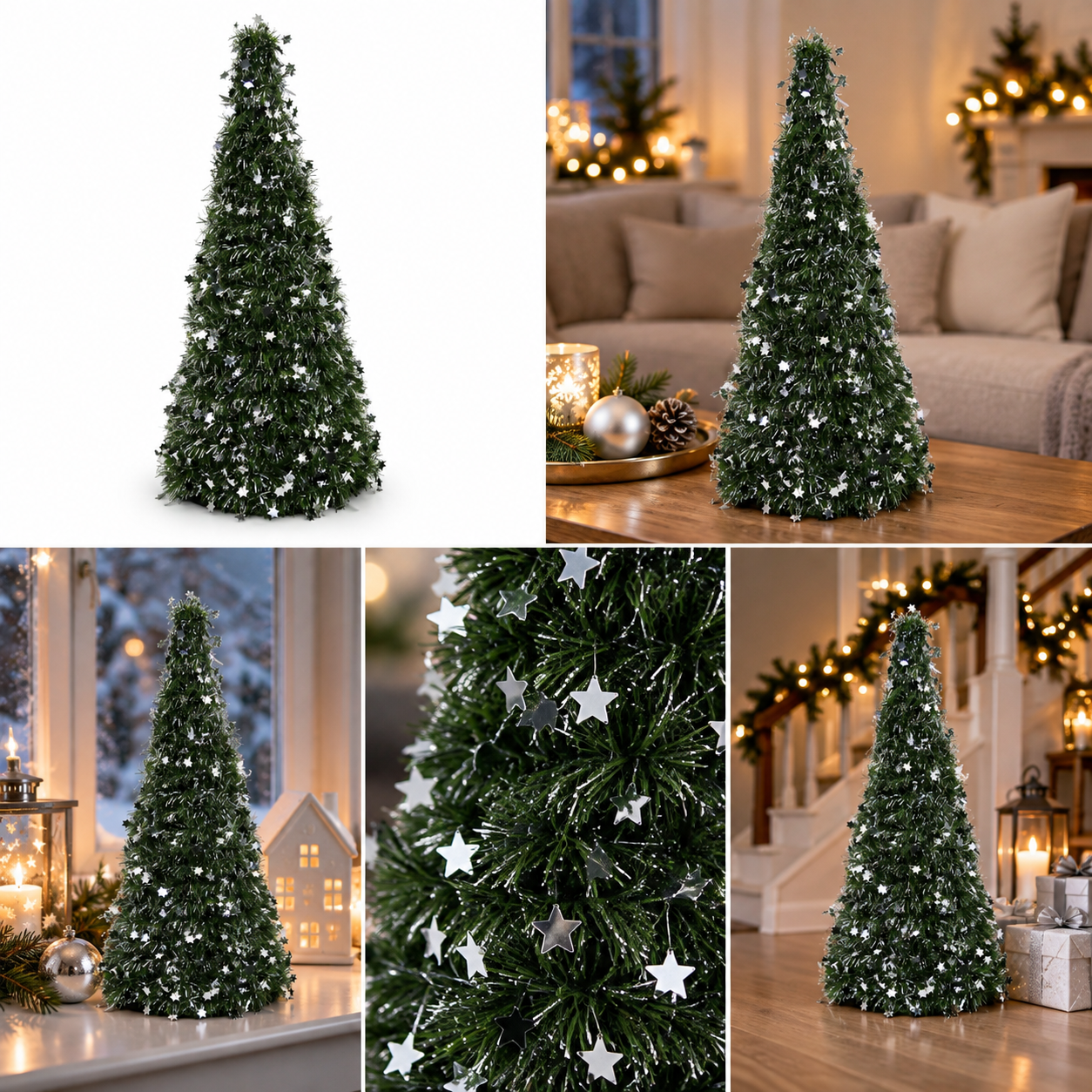 Onbest Weihnachtsbaum 48 cm mit Silbersternchen 48018 in Aktion (Dieses Bild wurde mit Hilfe von KI generiert.)