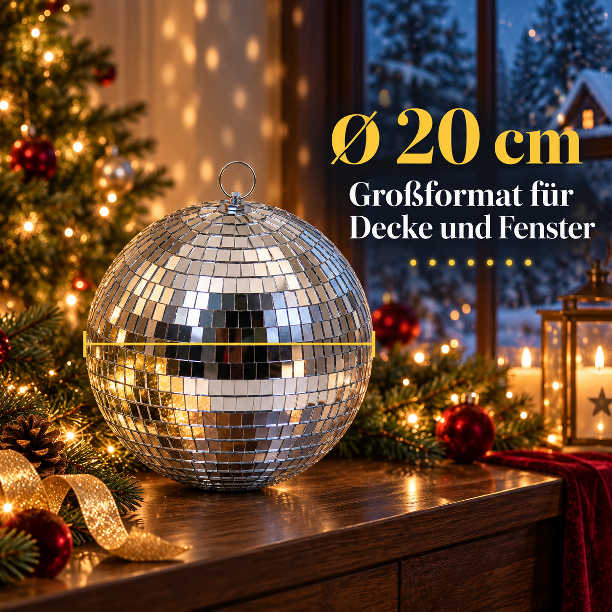 Große Spiegelkugel Hellblau: 20 cm Durchmesser für Decke und Fenster (Dieses Bild wurde mit Hilfe von KI generiert.)