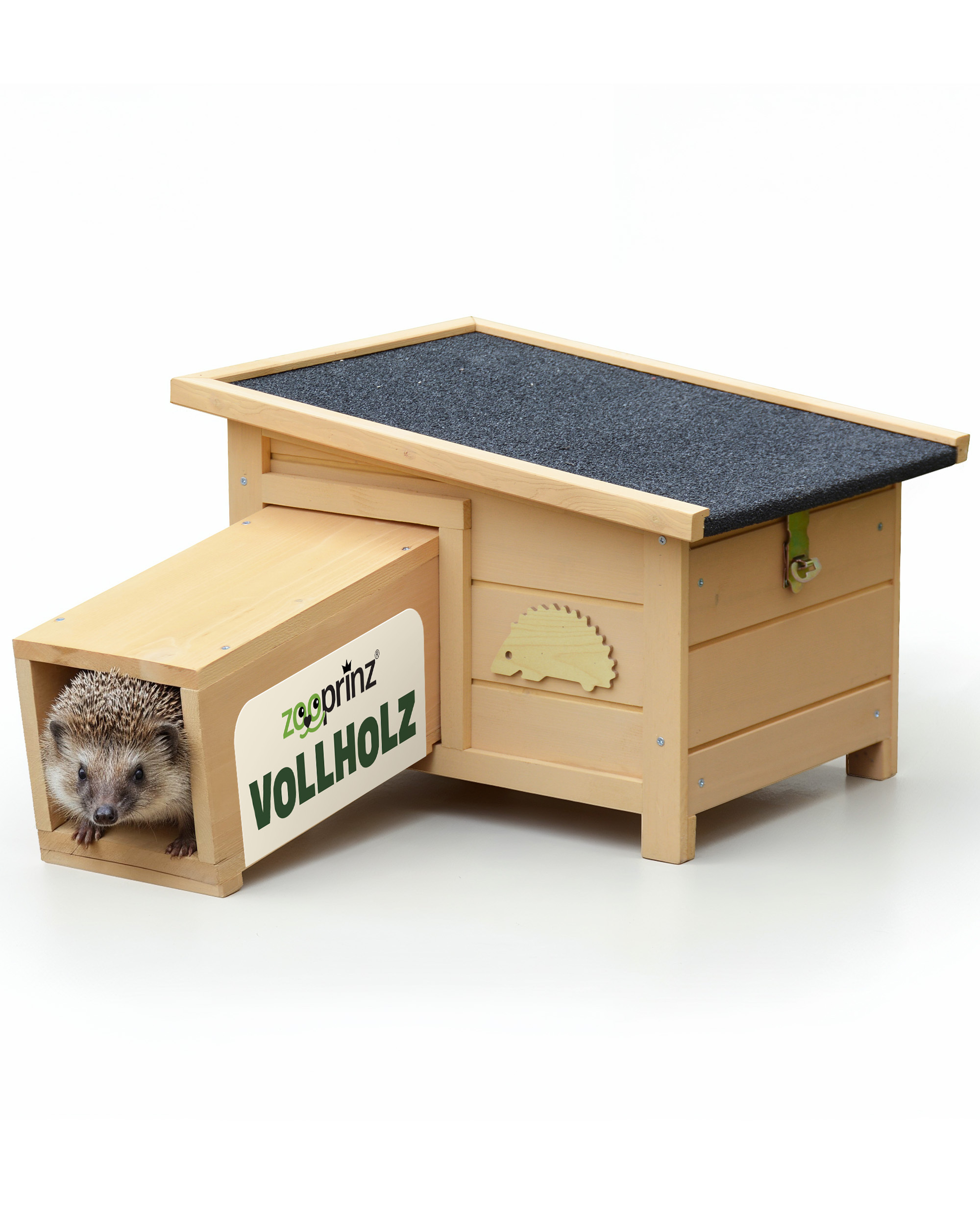 Igelhaus von zooprinz aus Vollholz mit Vorbau, Bitumendach & abnehmbarem Dach – sicherer Unterschlupf für Wildigel im Garten | Jetzt kaufen