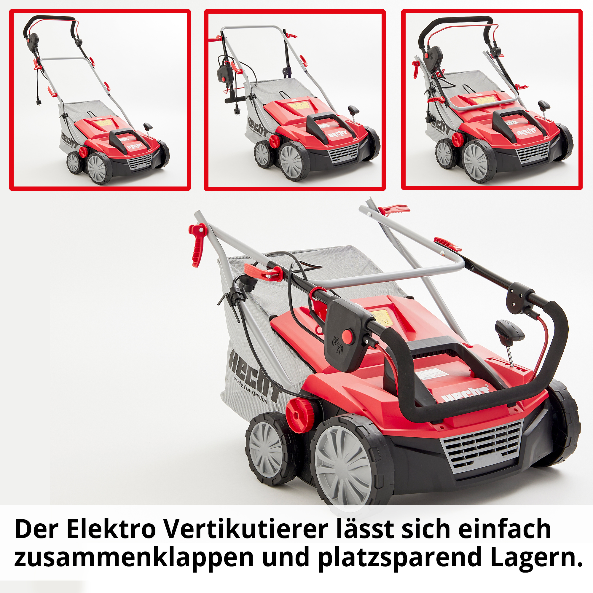 Vertikutierer; einfach zusammenklappen und platzsparend Lagern
