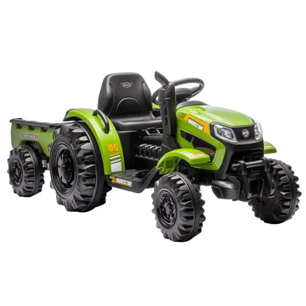 Hecht 50435 GREEN Elektro Kindertraktor mit Anhänger Grün