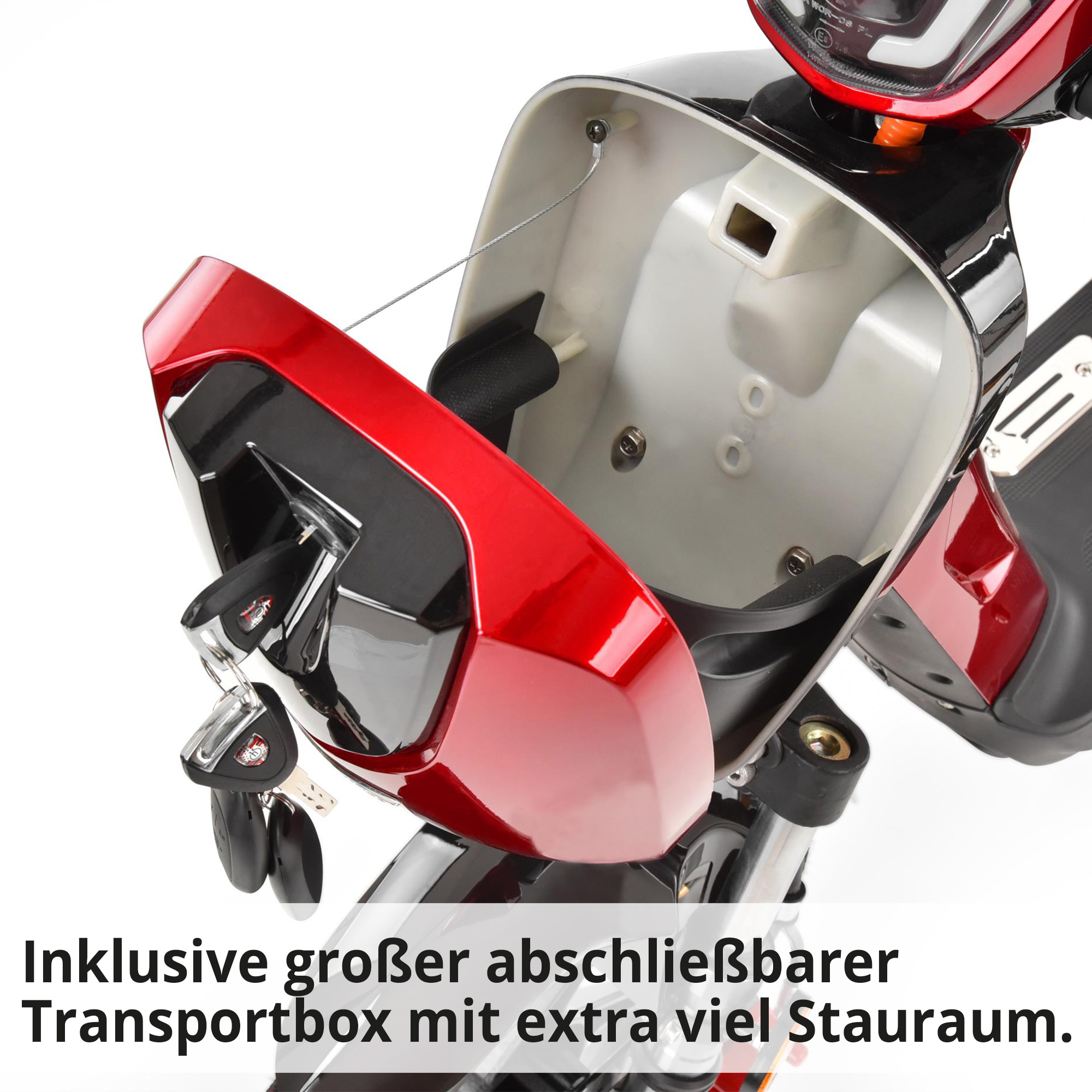 Hecht BETIS RED E-Mofa inklusive großer abschließbarer Transportbox mit extra viel Stauraum
