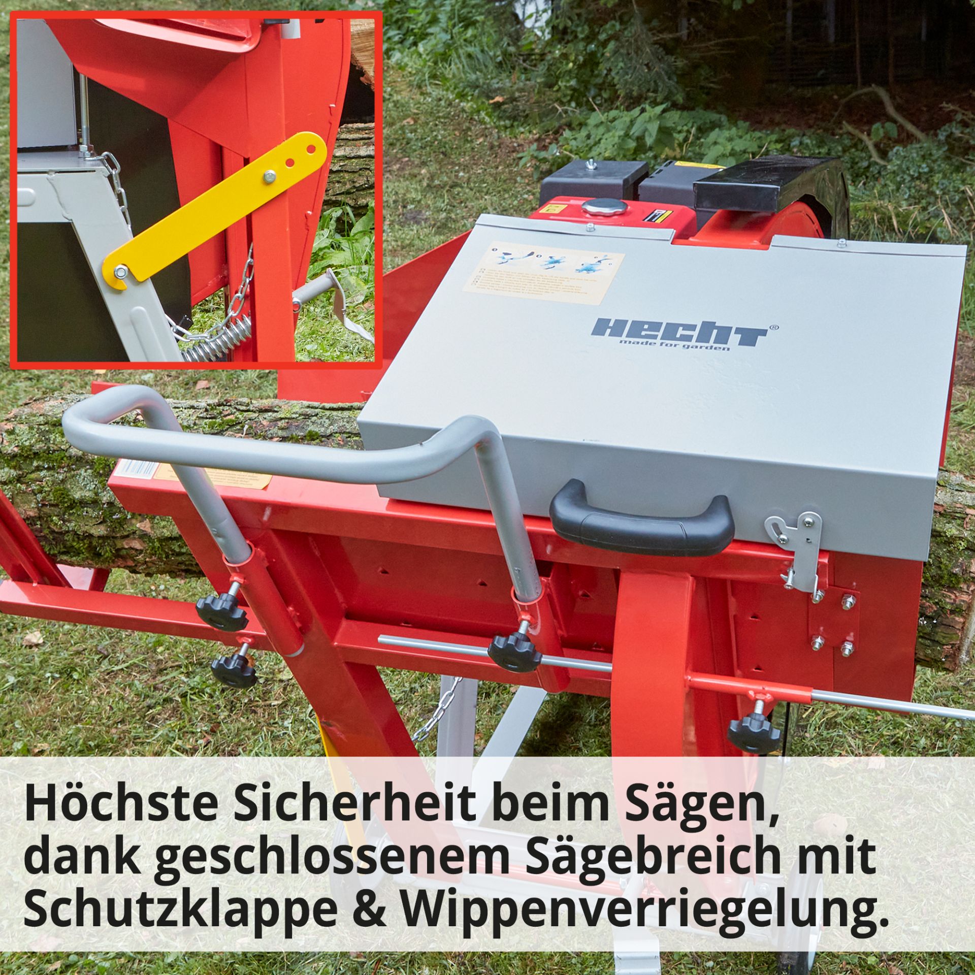 HECHT Benzin Wippkreissäge 890 Wippkreissäge mit hoher Sicherheit durch Schutzklappe und Wippenverriegelung HECHT Benzin Wippkreissäge 890 Wippkreissäge mit hoher Sicherheit durch Schutzklappe und Wippenverriegelung