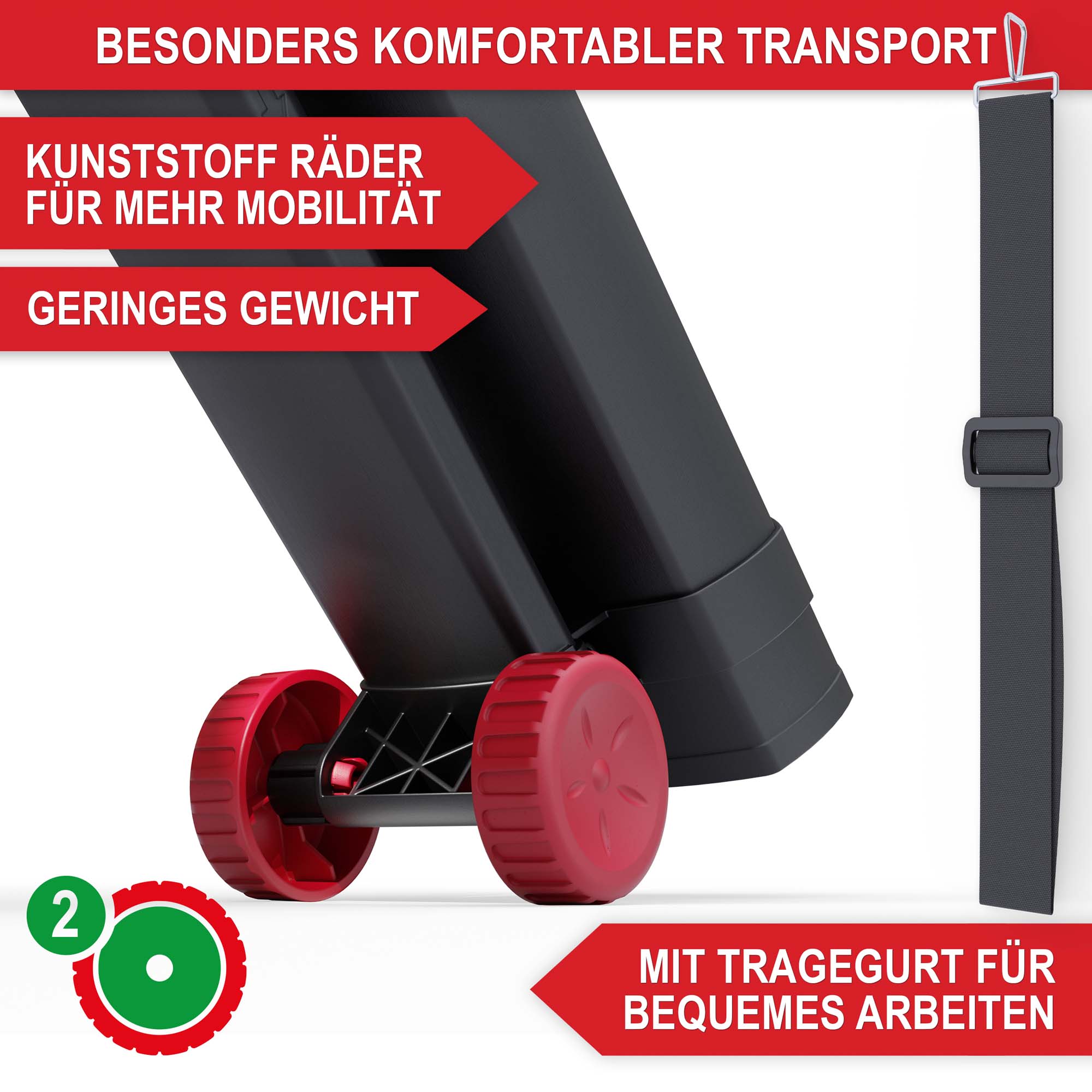 Elektro Laubsauger & Laubbläser LV3245 - Besonders komfortabler Transport; Kunststoffräder; geringes Gewicht; Mit Tragegurt für bequemes arbeiten