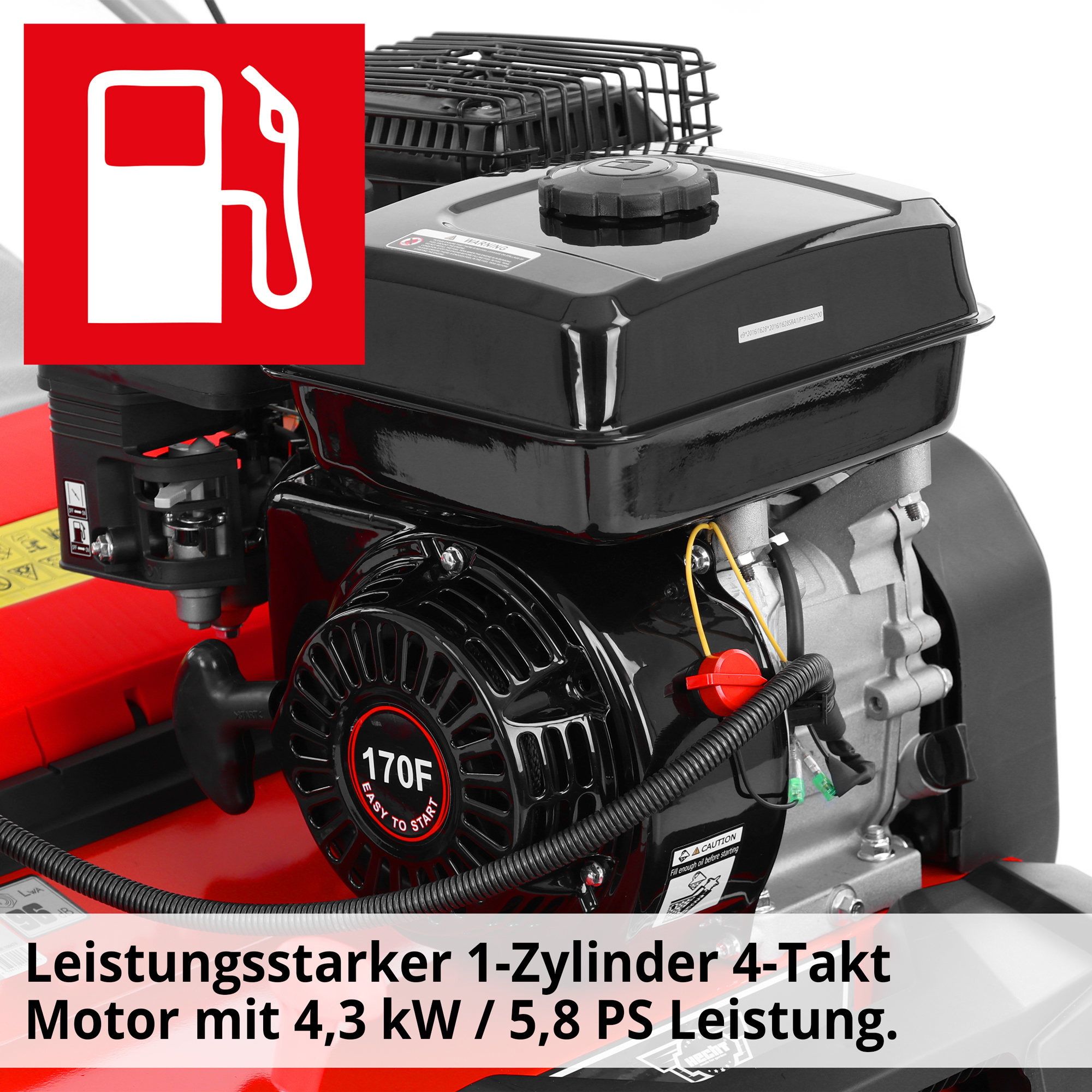 Hecht Benzin Vertikutierer mit leistungsstarkem 1-Zylinder Motor