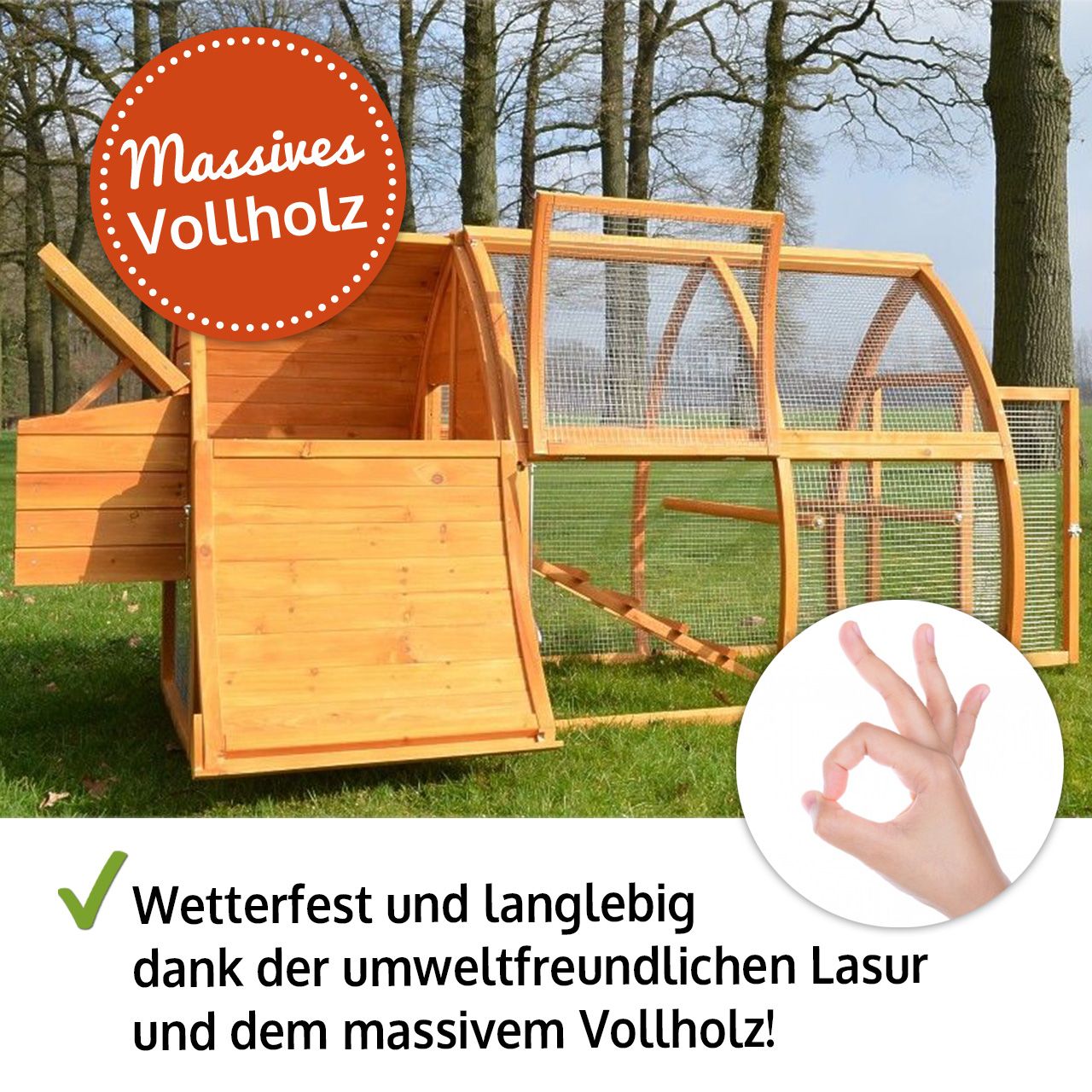 zooprinz Hühnervoliere Superhenne wetterfest und langlebig durch umweltfreundliche Lasur und massivem Vollholz
