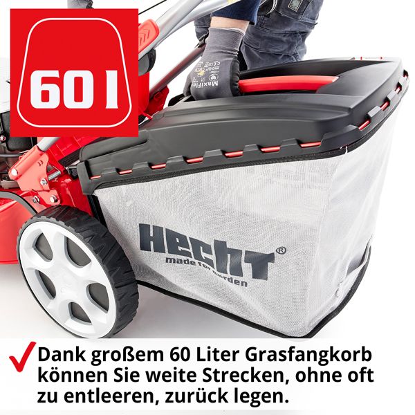 HECHT Benzin Rasenmäher 5484 SX Benzin Rasenmäher mit großem Fangkorb