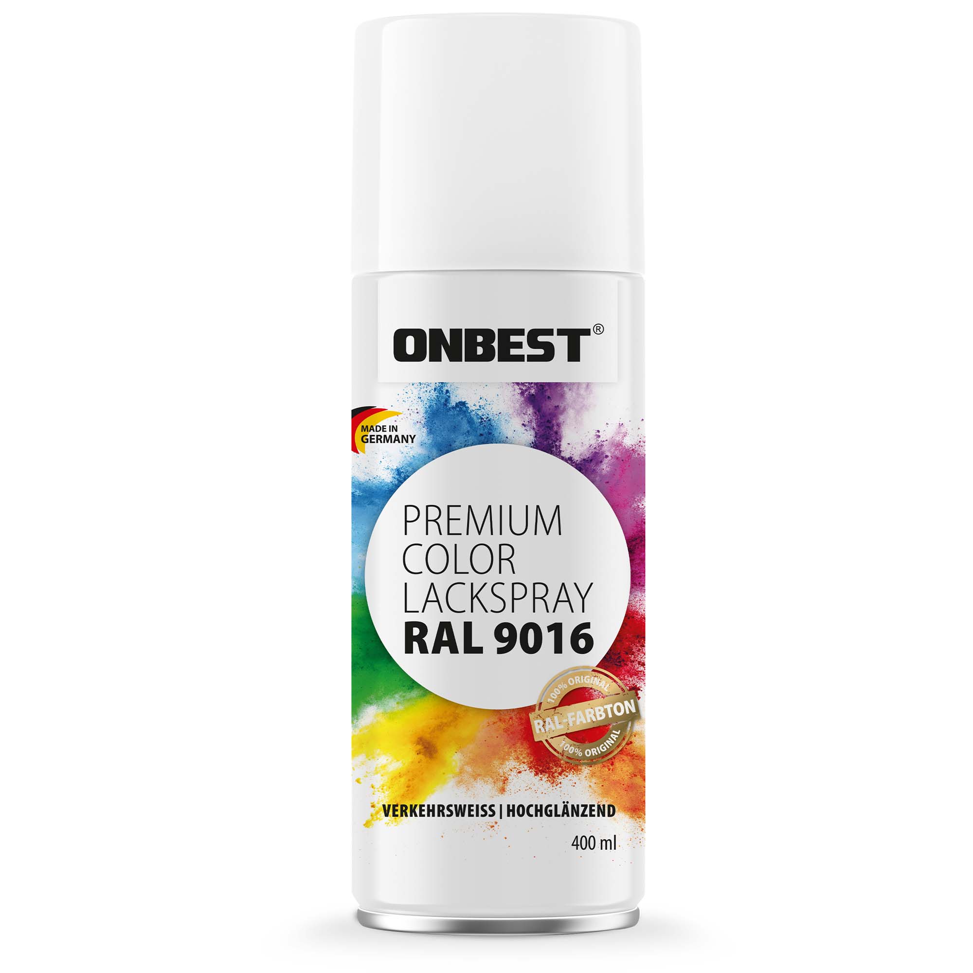 ONBEST Lackspray - Verkehrweiß Glanz - Premium Color RAL 9016