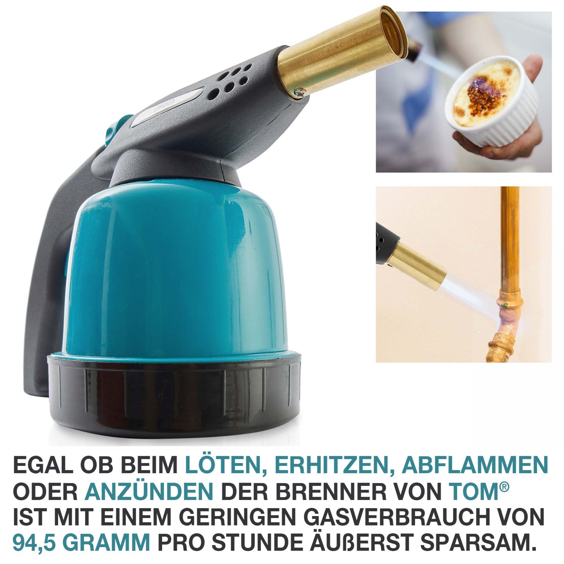 TOM Lötbrenner GB-190 zum Löten, Erhitzen, Abflammen und Anzünden