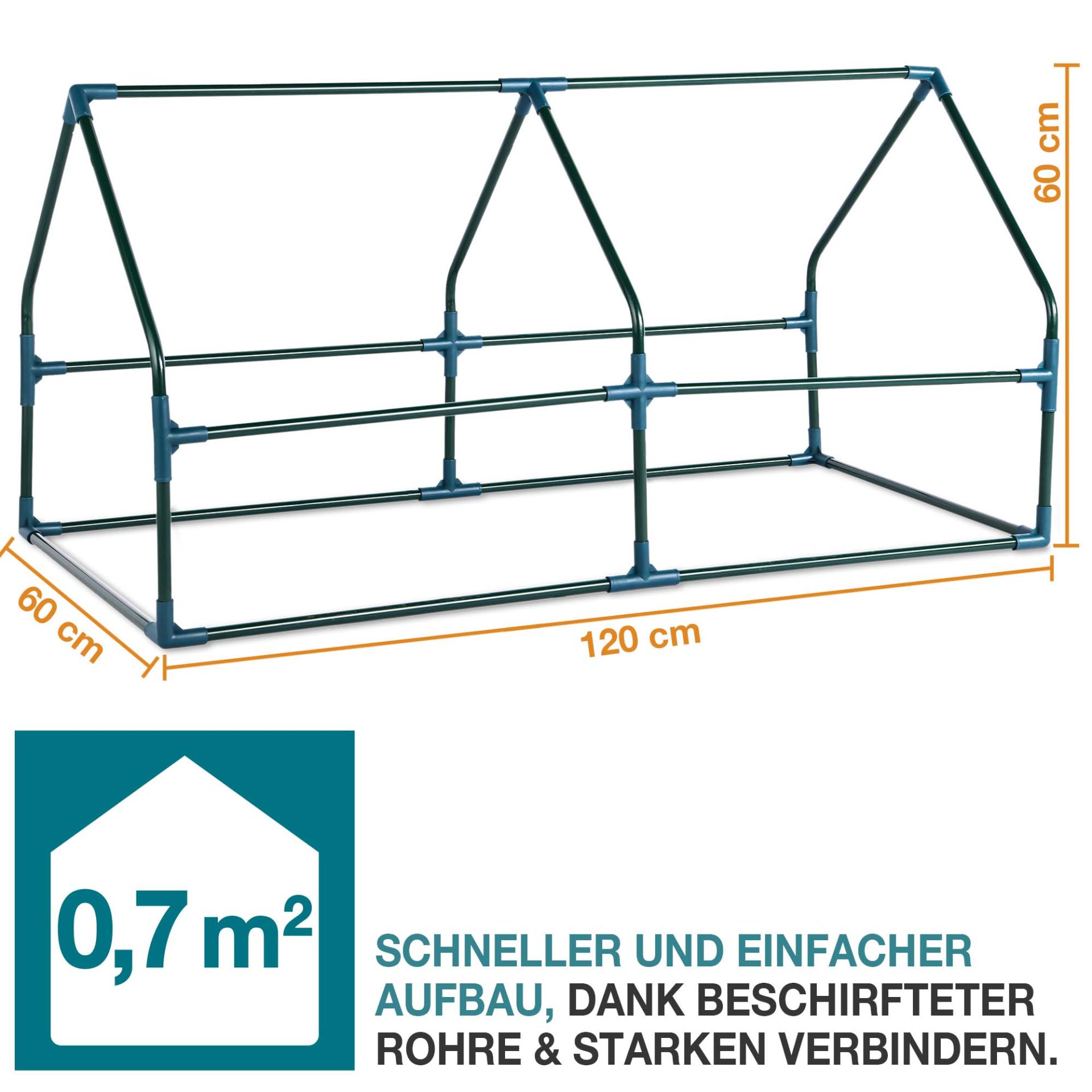 TOM Gewächshaus GH-72; 60 x 120 x 60 Zentimeter, 0,7 Quadratmeter