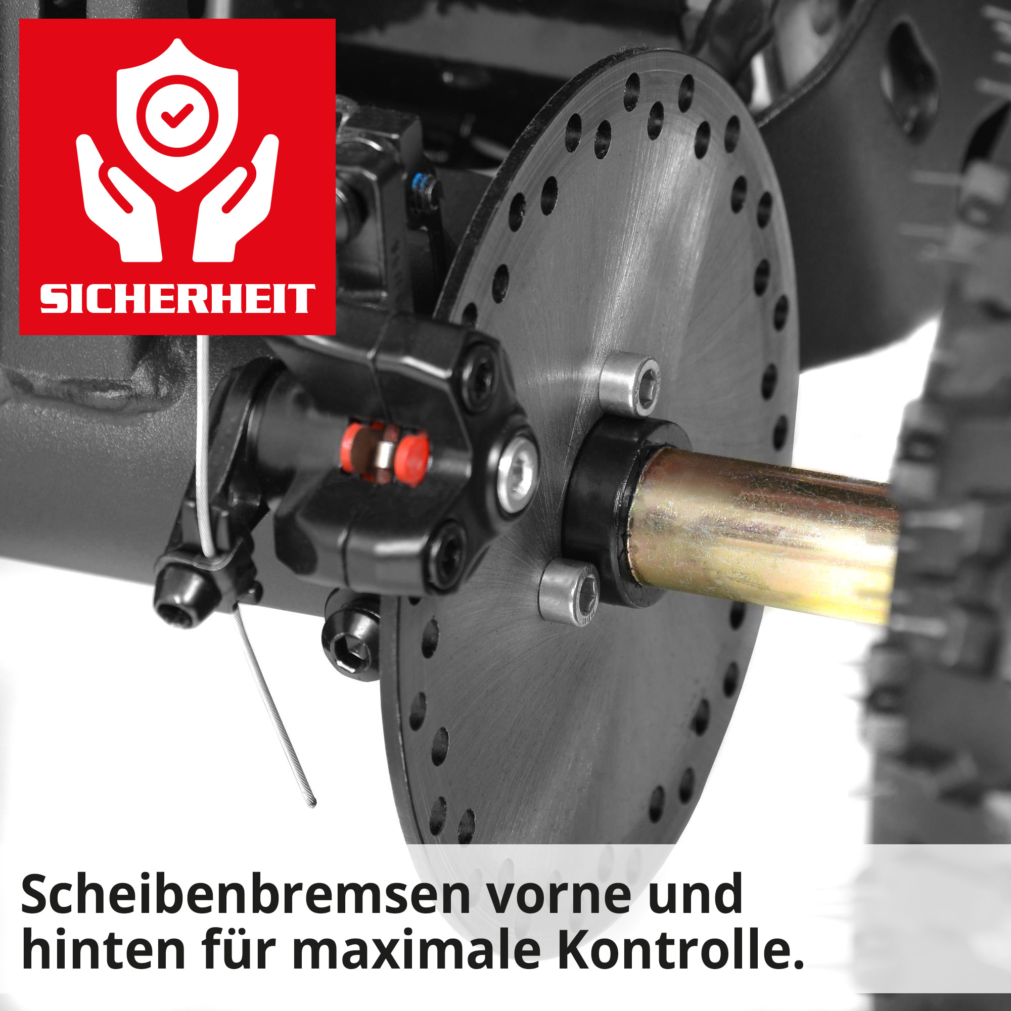 Elektro Quad 56100 Rot mit Scheibenbremsen vorne und hinten für maximale Kontrolle