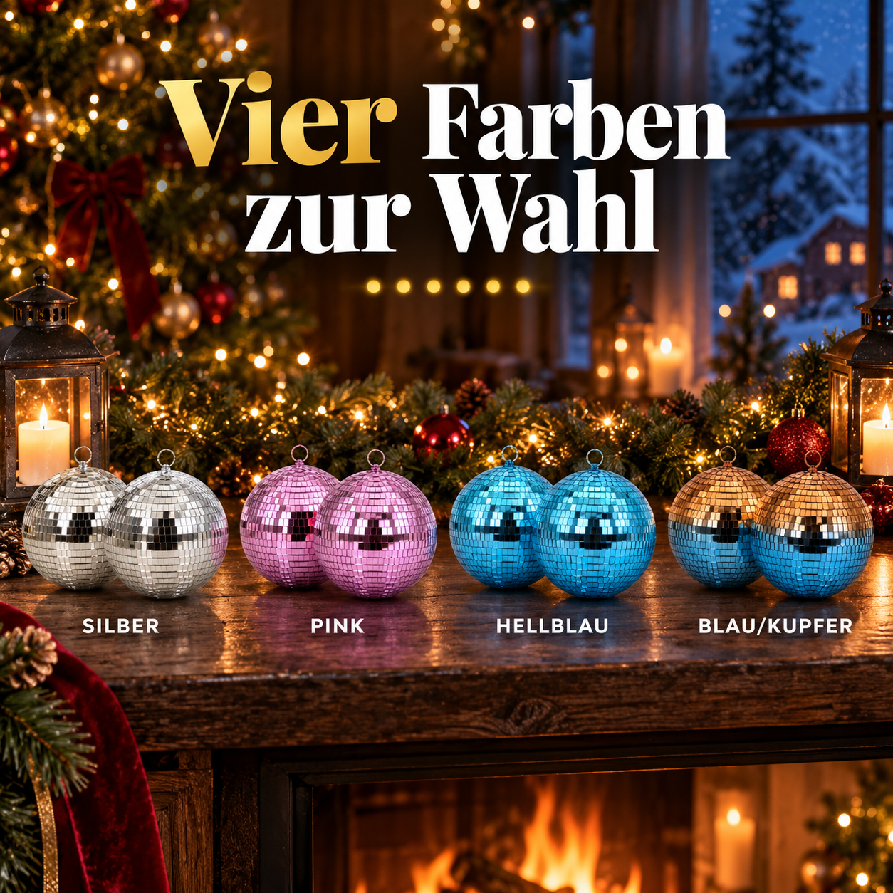 ONBEST Partykugeln in 4 Farben: Silber, Pink, Hellblau und Blau-Kupfer (Dieses Bild wurde mit Hilfe von KI generiert.)
